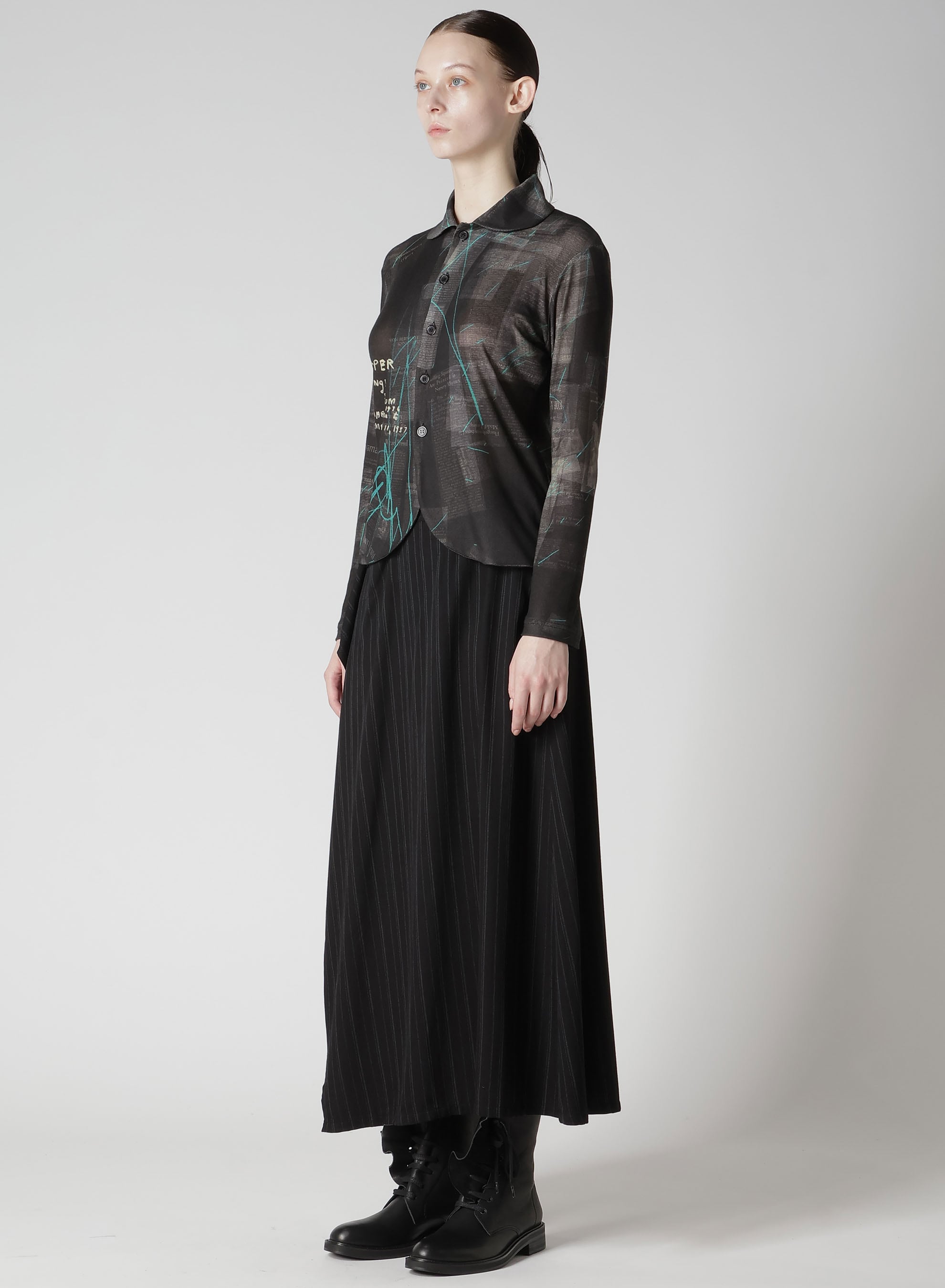 CELLULOSE NEWSPAPER PRINT CARDIGAN