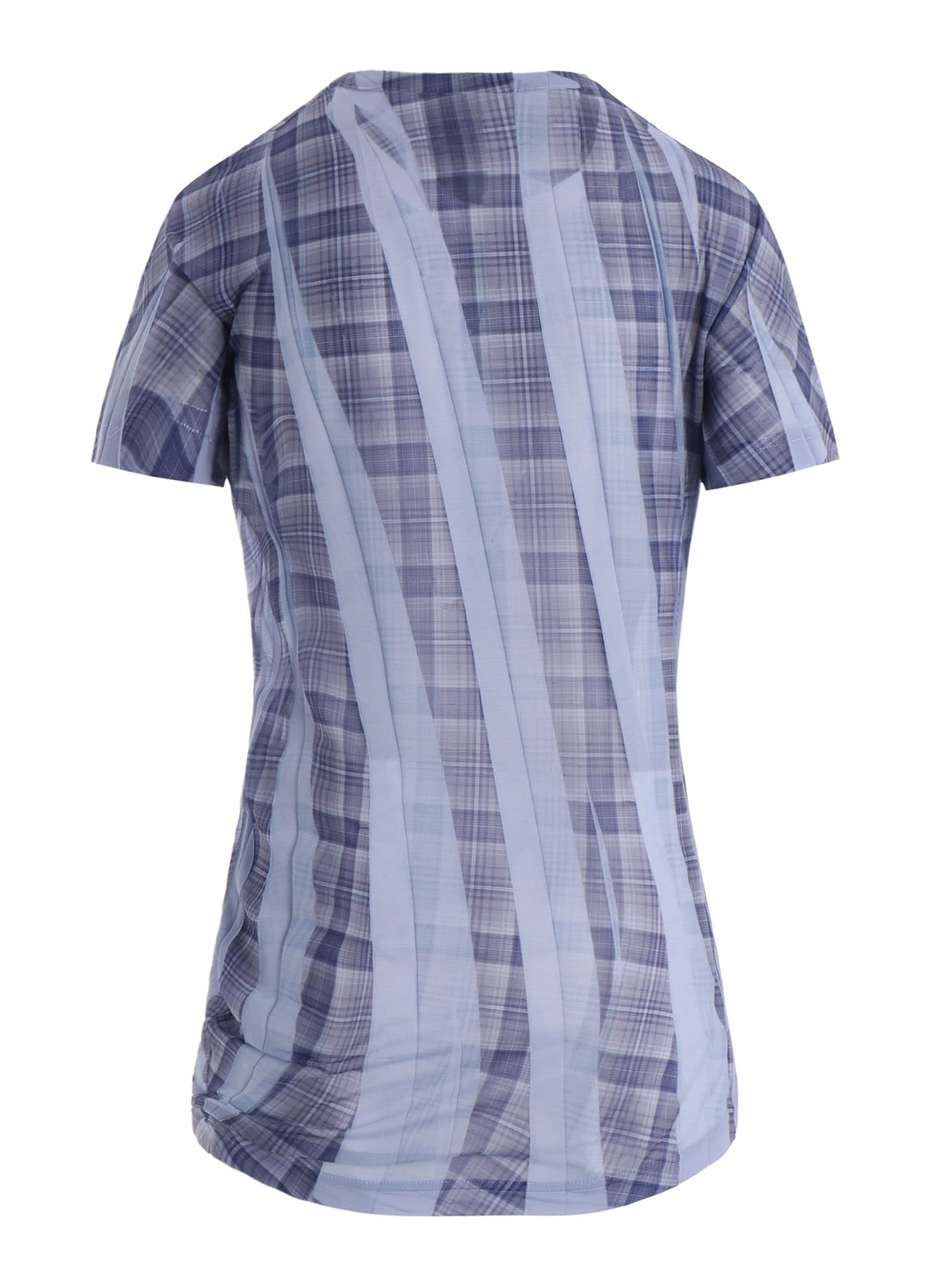 PLEATED PLAID PRINT SHORT SLEEVE TEE