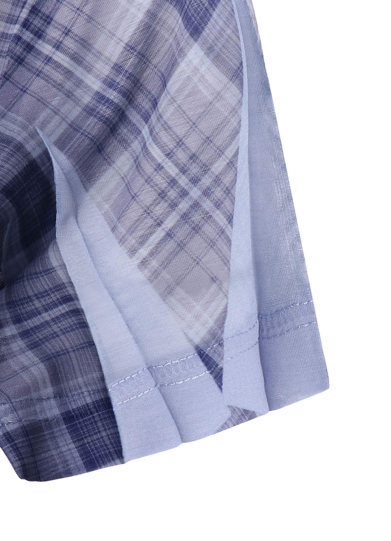 PLEATED PLAID PRINT SHORT SLEEVE TEE