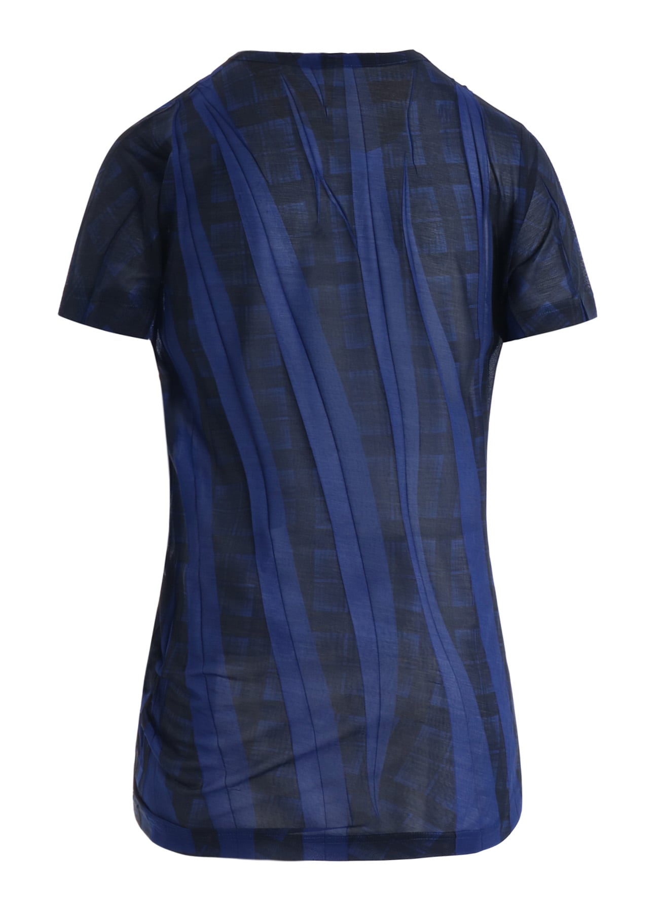 PLEATED PLAID PRINT SHORT SLEEVE TEE