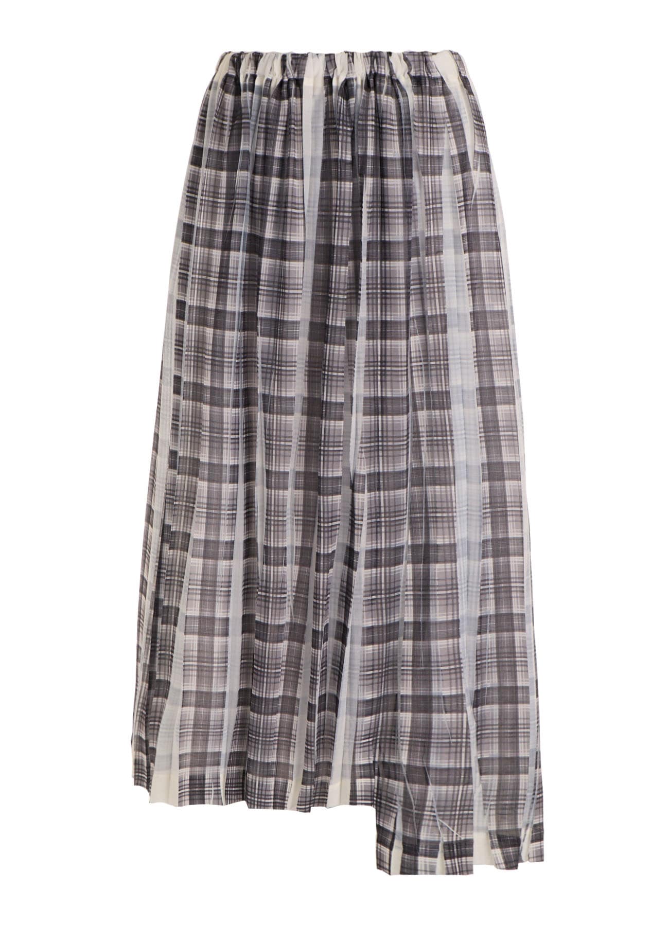 PLEATED PLAID PRINT ASYMMETRIC SKIRT