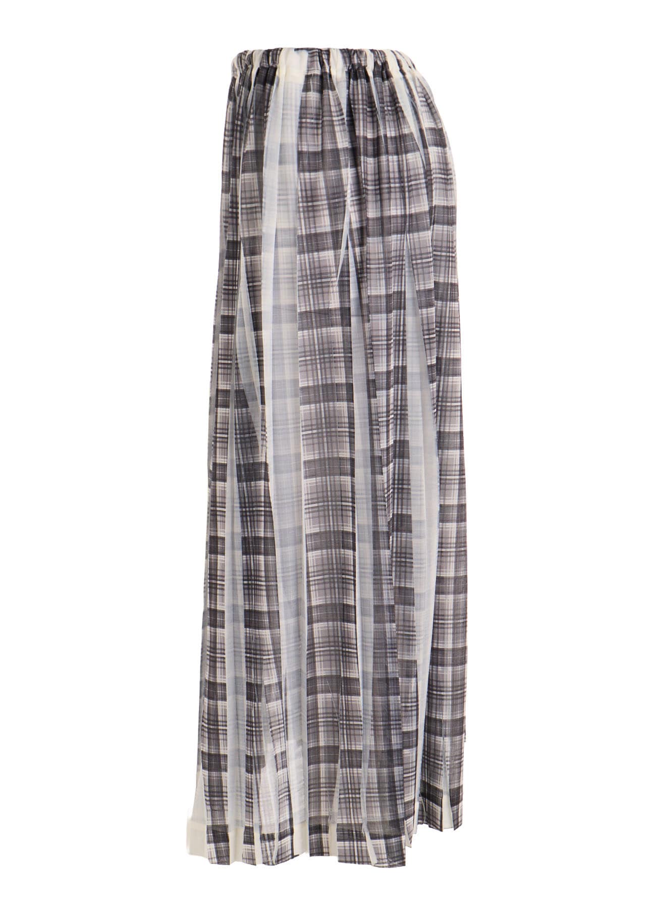 PLEATED PLAID PRINT ASYMMETRIC SKIRT
