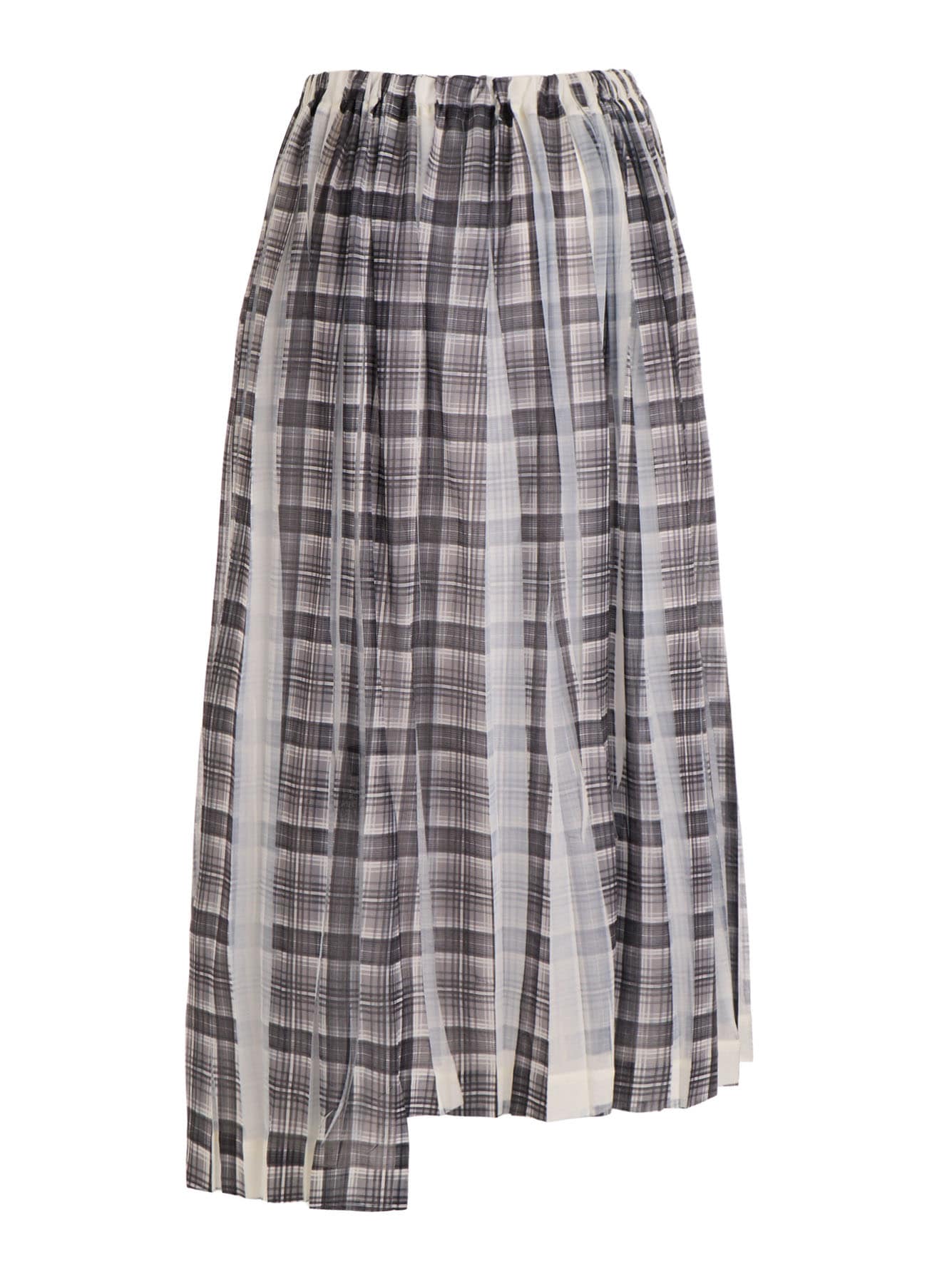 PLEATED PLAID PRINT ASYMMETRIC SKIRT