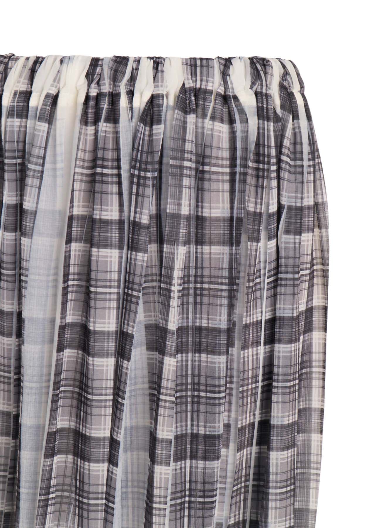 PLEATED PLAID PRINT ASYMMETRIC SKIRT
