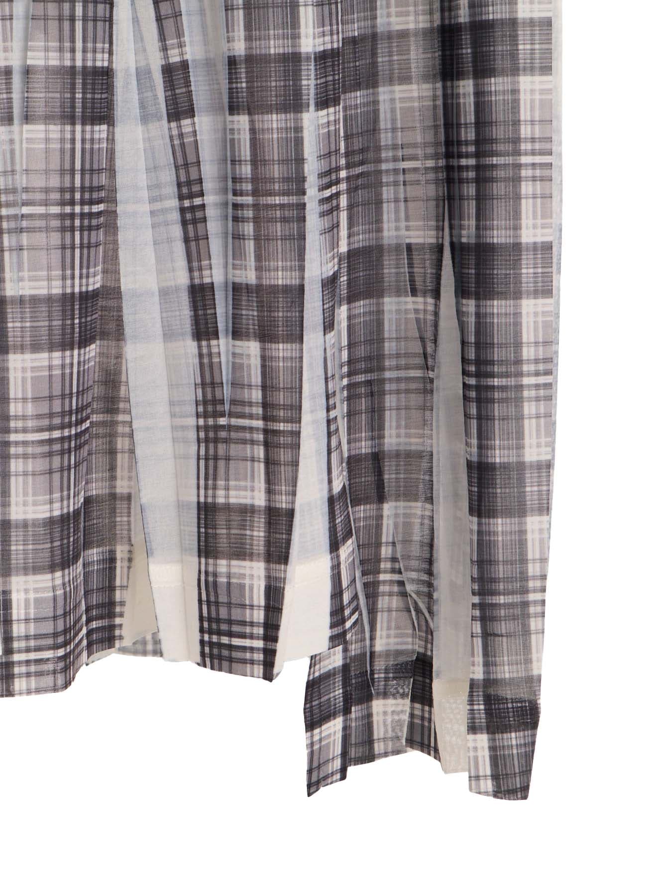 PLEATED PLAID PRINT ASYMMETRIC SKIRT