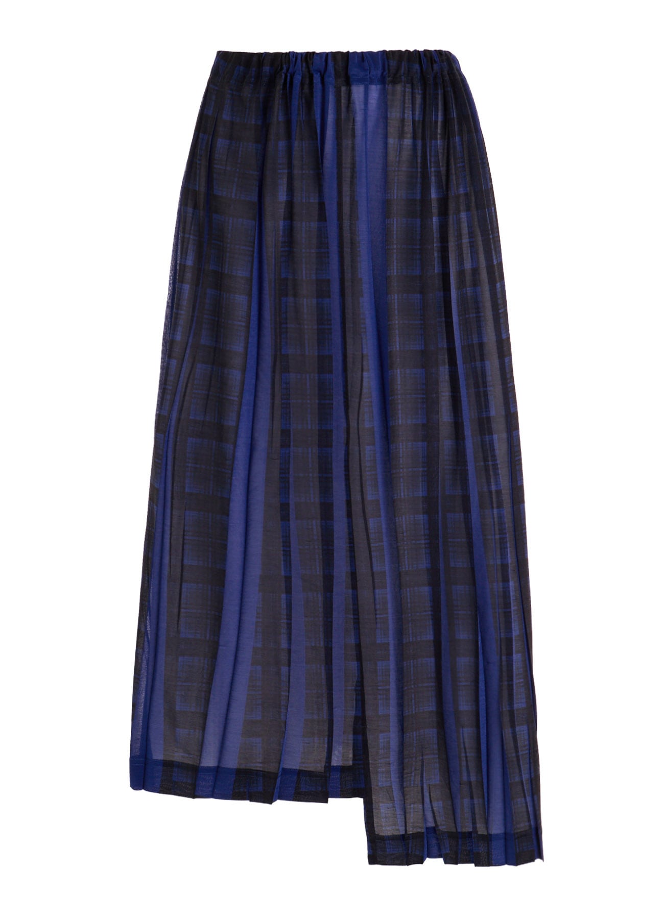 PLEATED PLAID PRINT ASYMMETRIC SKIRT
