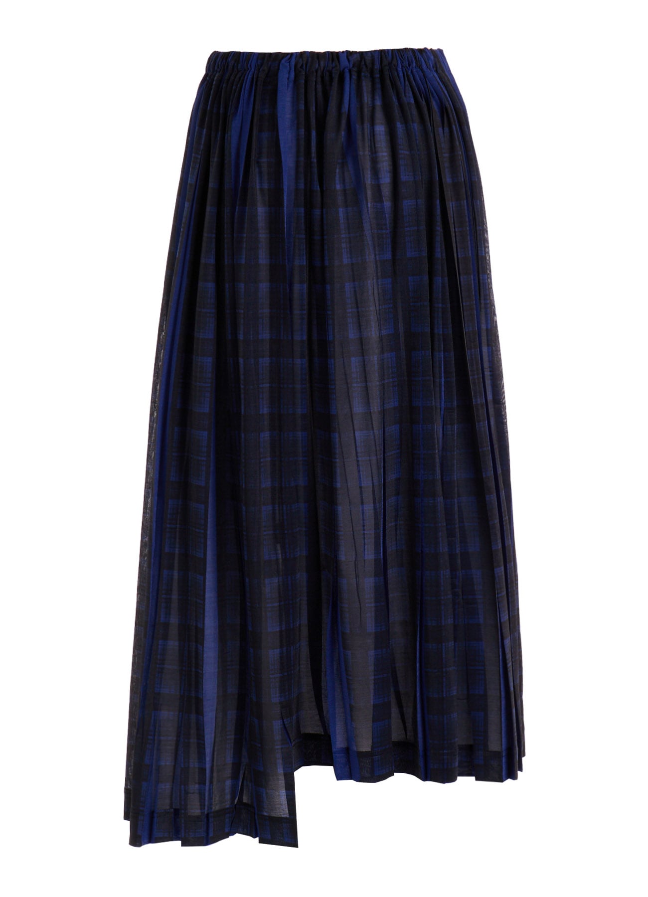 PLEATED PLAID PRINT ASYMMETRIC SKIRT
