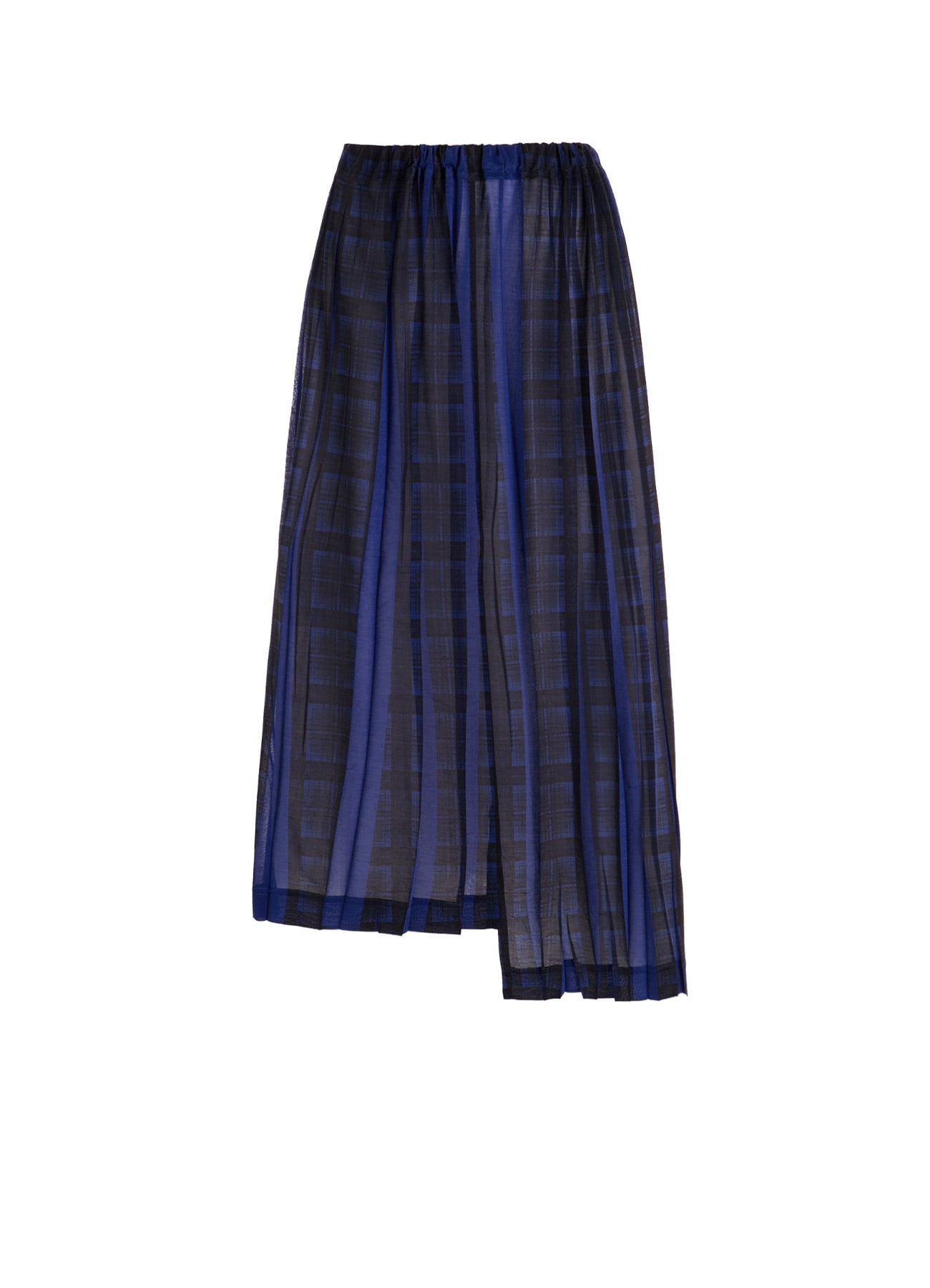 PLEATED PLAID PRINT ASYMMETRIC SKIRT