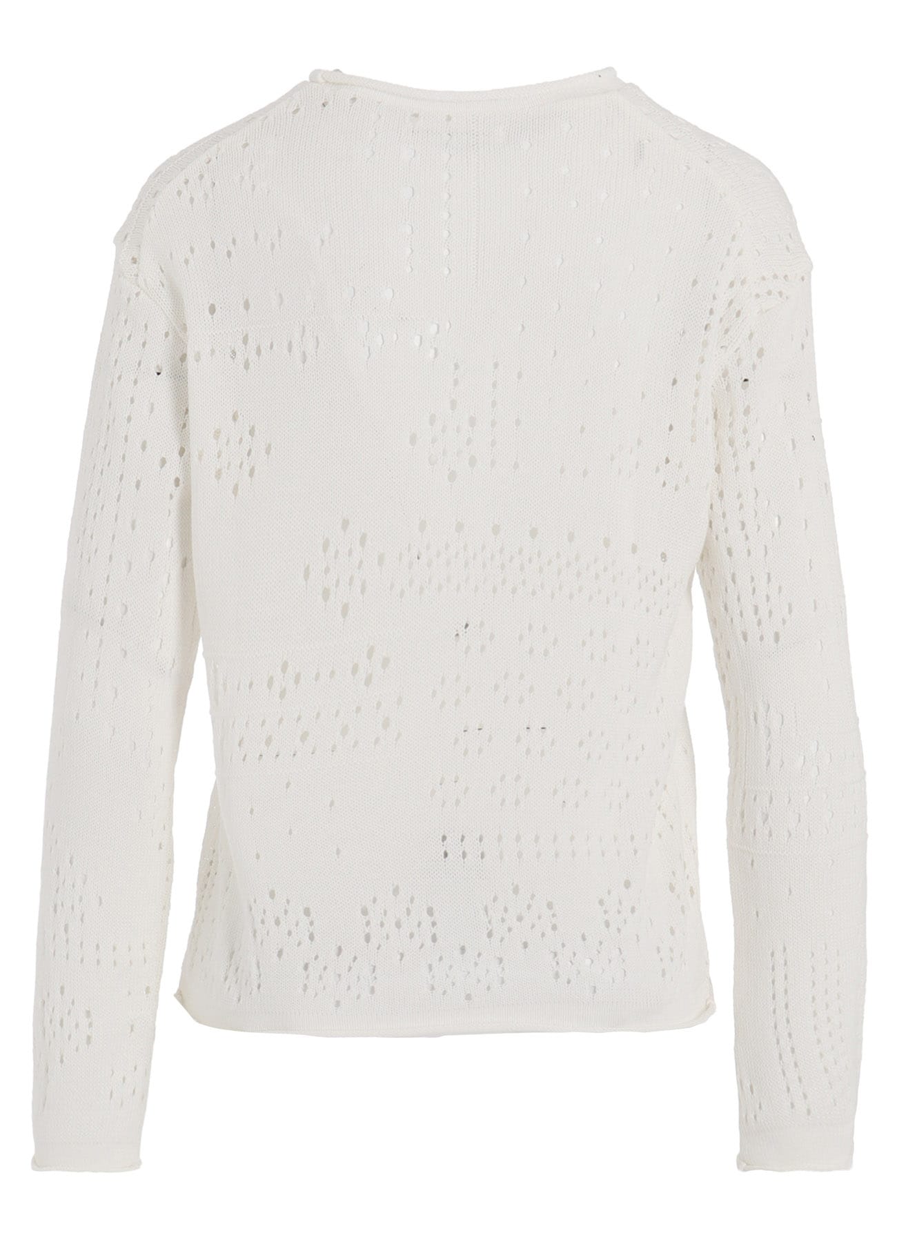 PATCHWORK LACE CURLED COLLAR ROUND NECK PULLOVER