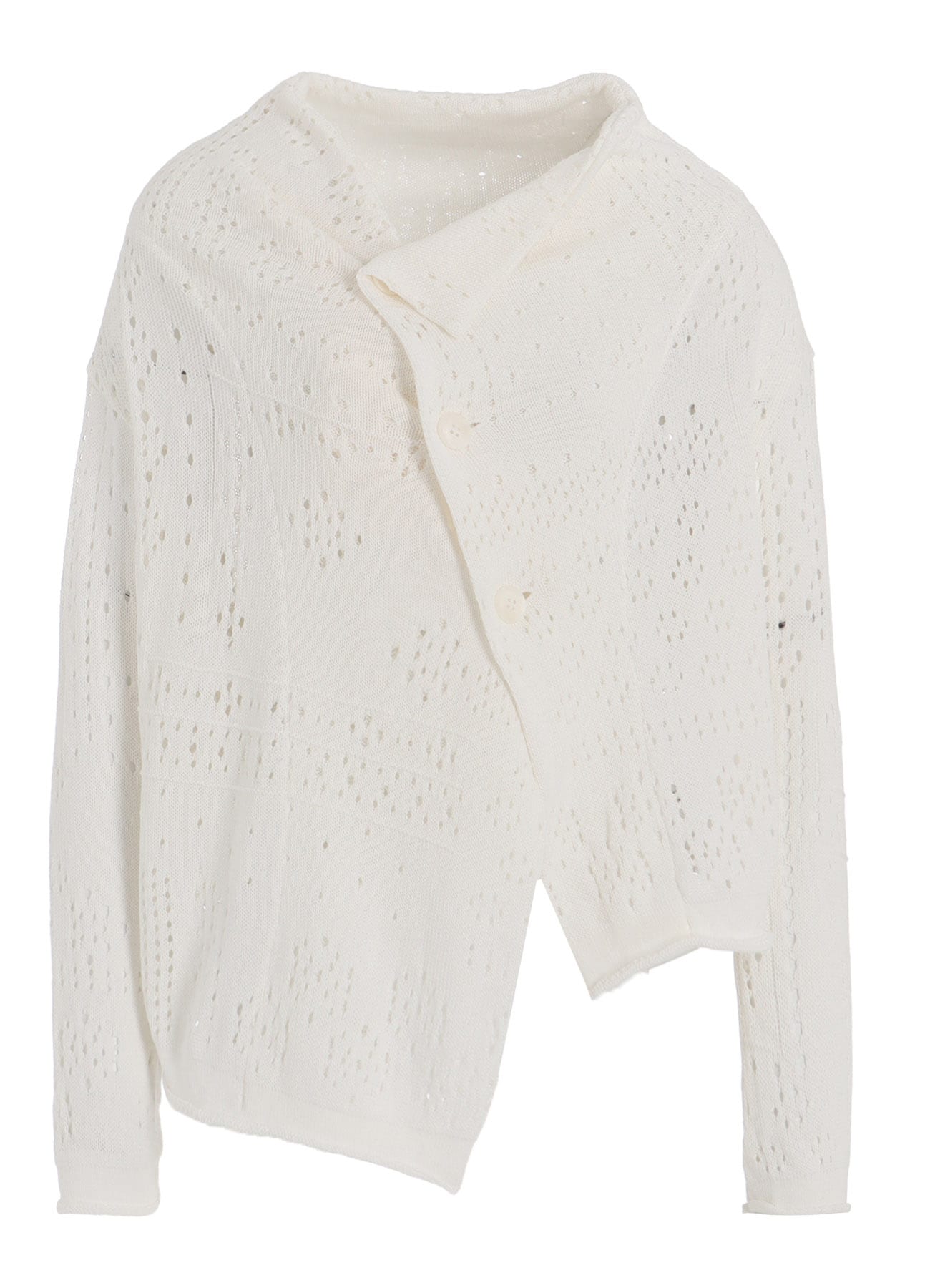 PATCHWORK LACE OFF-NECK CROPPED CARDIGAN