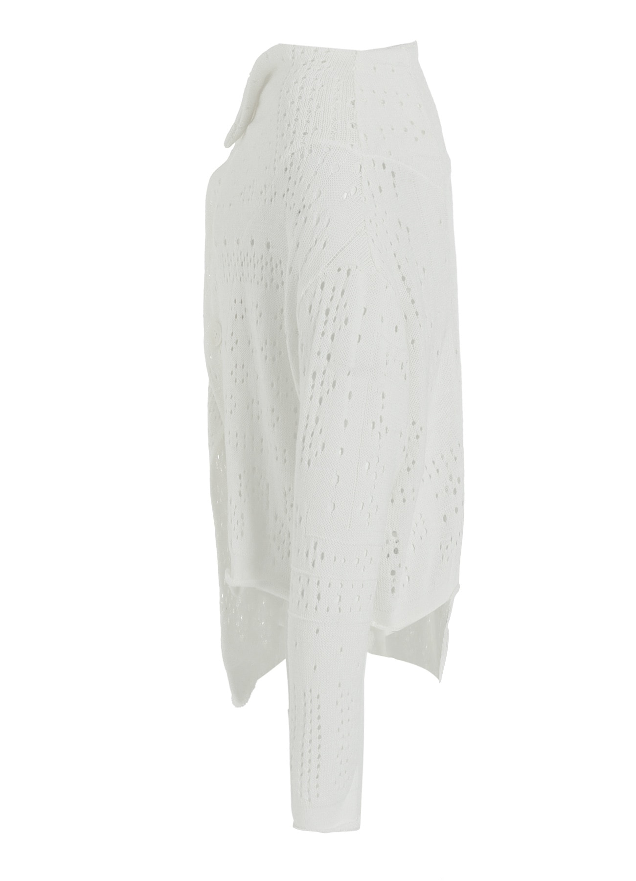 PATCHWORK LACE OFF-NECK CROPPED CARDIGAN