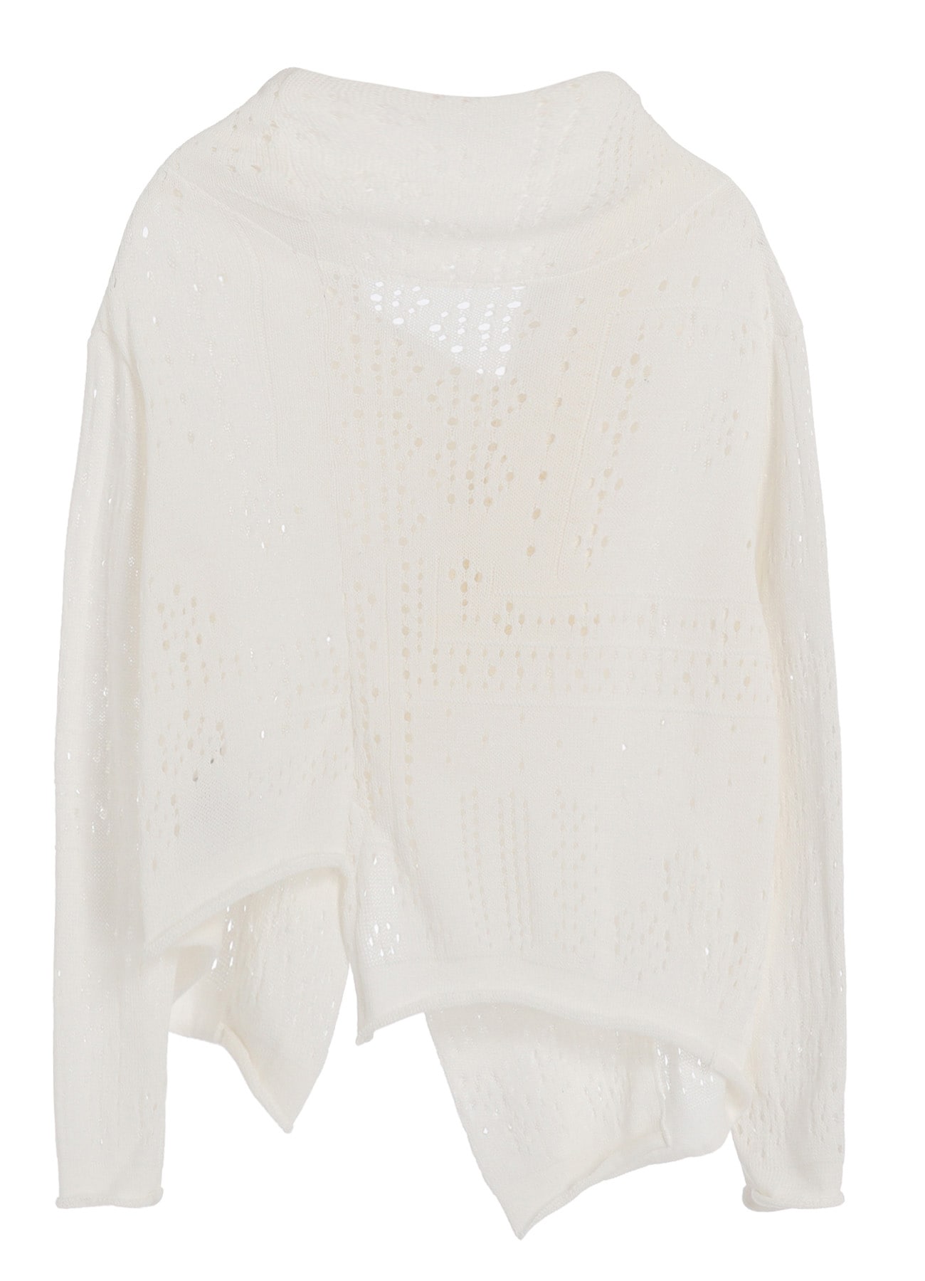 PATCHWORK LACE OFF-NECK CROPPED CARDIGAN