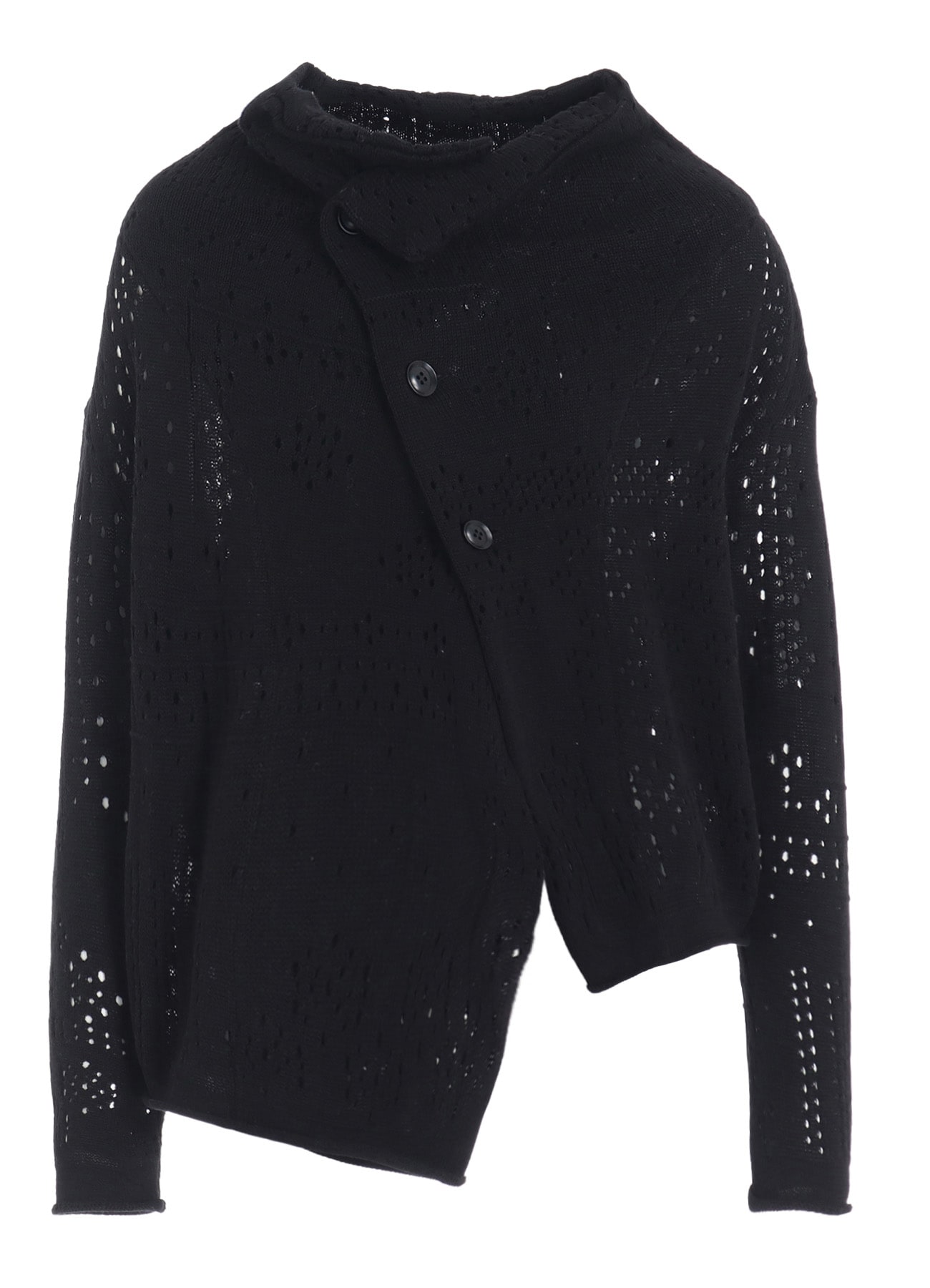 PATCHWORK LACE OFF-NECK CROPPED CARDIGAN