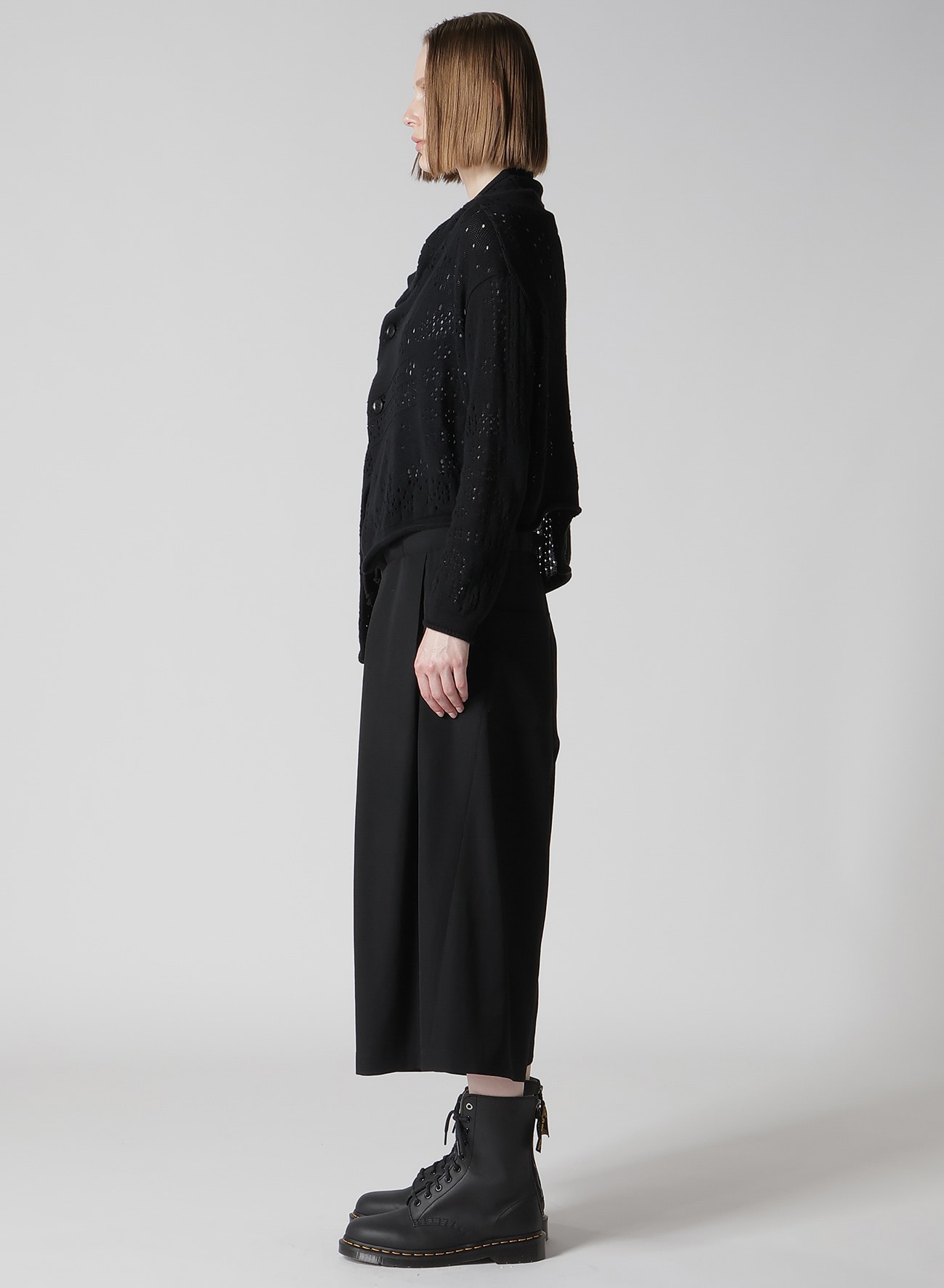 PATCHWORK LACE OFF-NECK CROPPED CARDIGAN