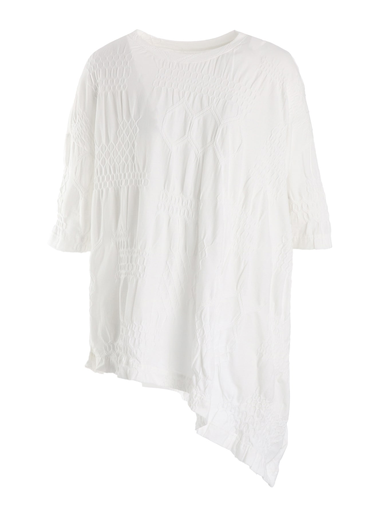 SMOCKING JQ ASYMMETRIC 3/4 SLEEVE TEE