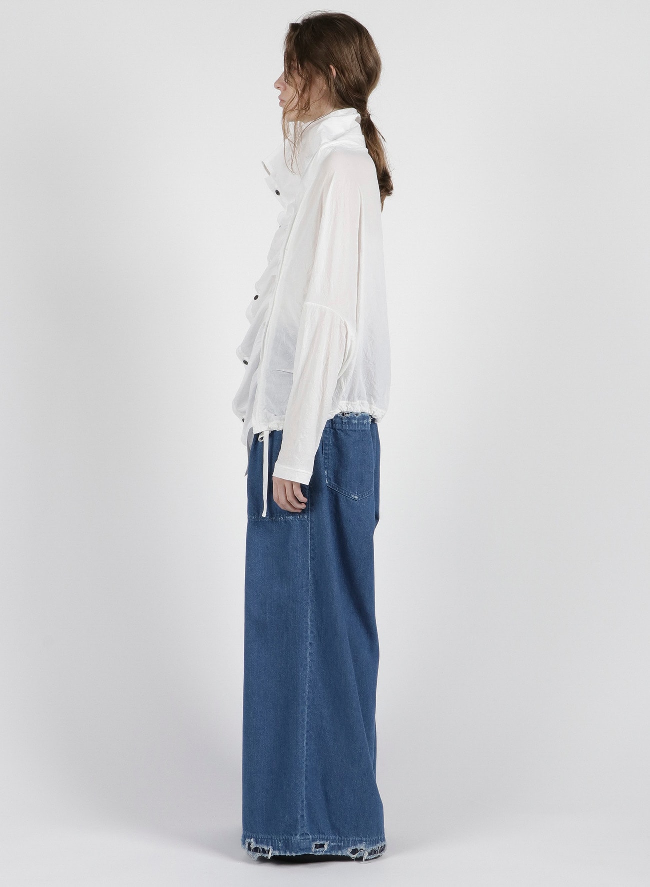 FRENCHTERRY HAND STITCH BACK ZIP PULLOVER