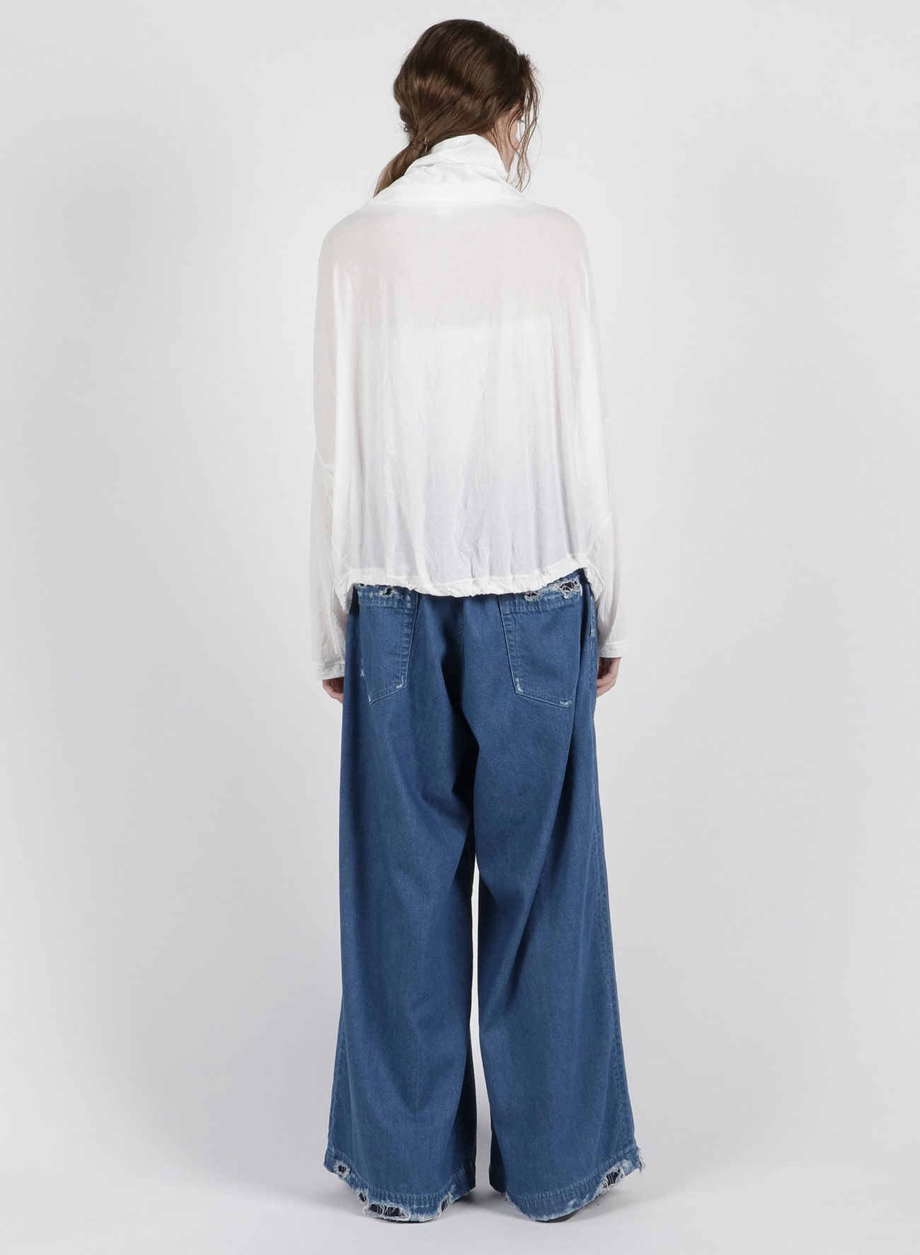 FRENCHTERRY HAND STITCH BACK ZIP PULLOVER