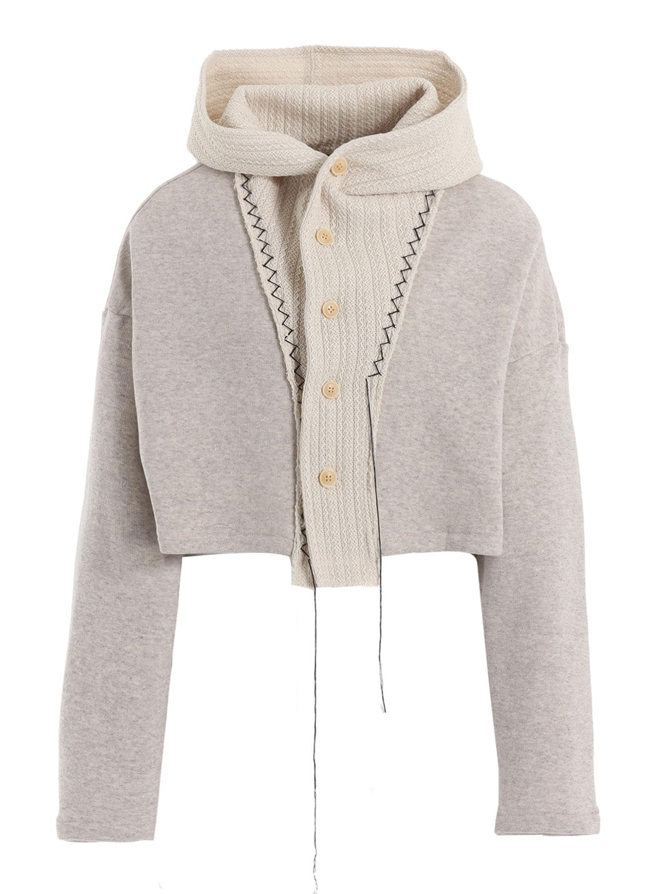 FRENCHTERRY HAND STITCH HOODED CARDIGAN