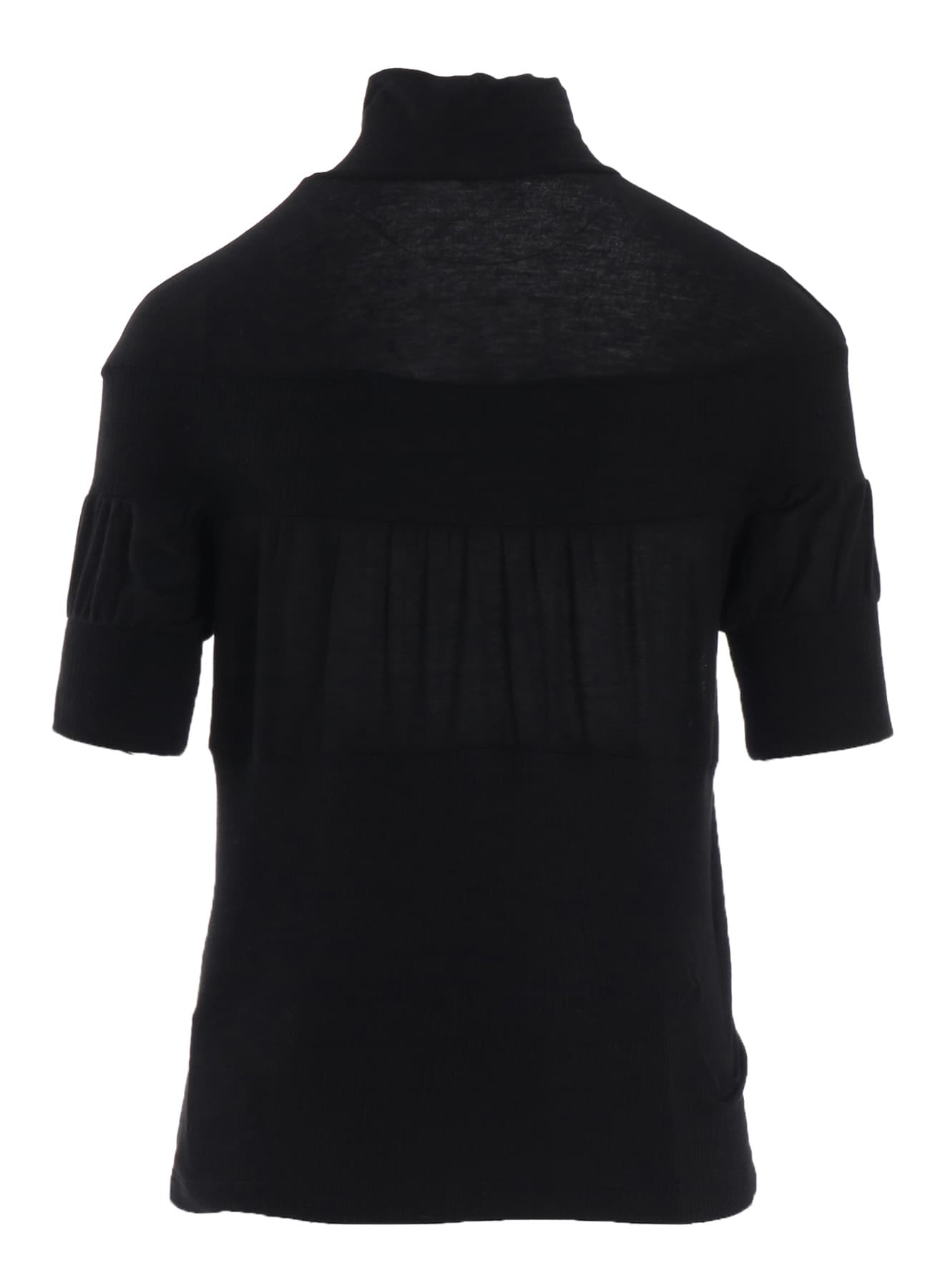 GAUZE JERSEY X RIB PANEL HIGH NECK SHORT SLEEVE TEE