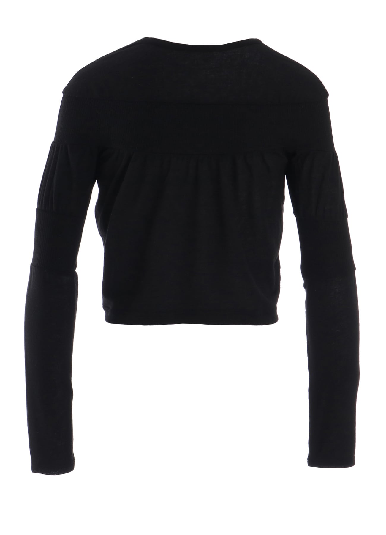 GAUZE JERSEY X RIB PANEL CROPPED ROUND NECK TEE