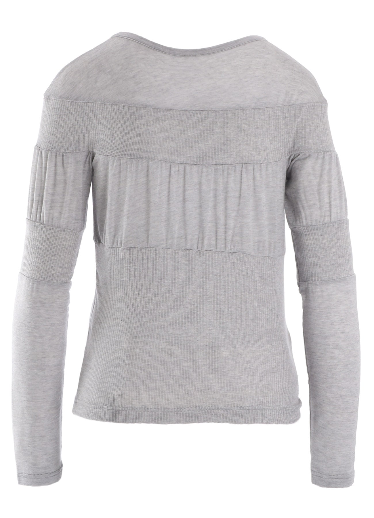 GAUZE JERSEY X RIB PANEL ROUND NECK LONG SLEEVE TEE