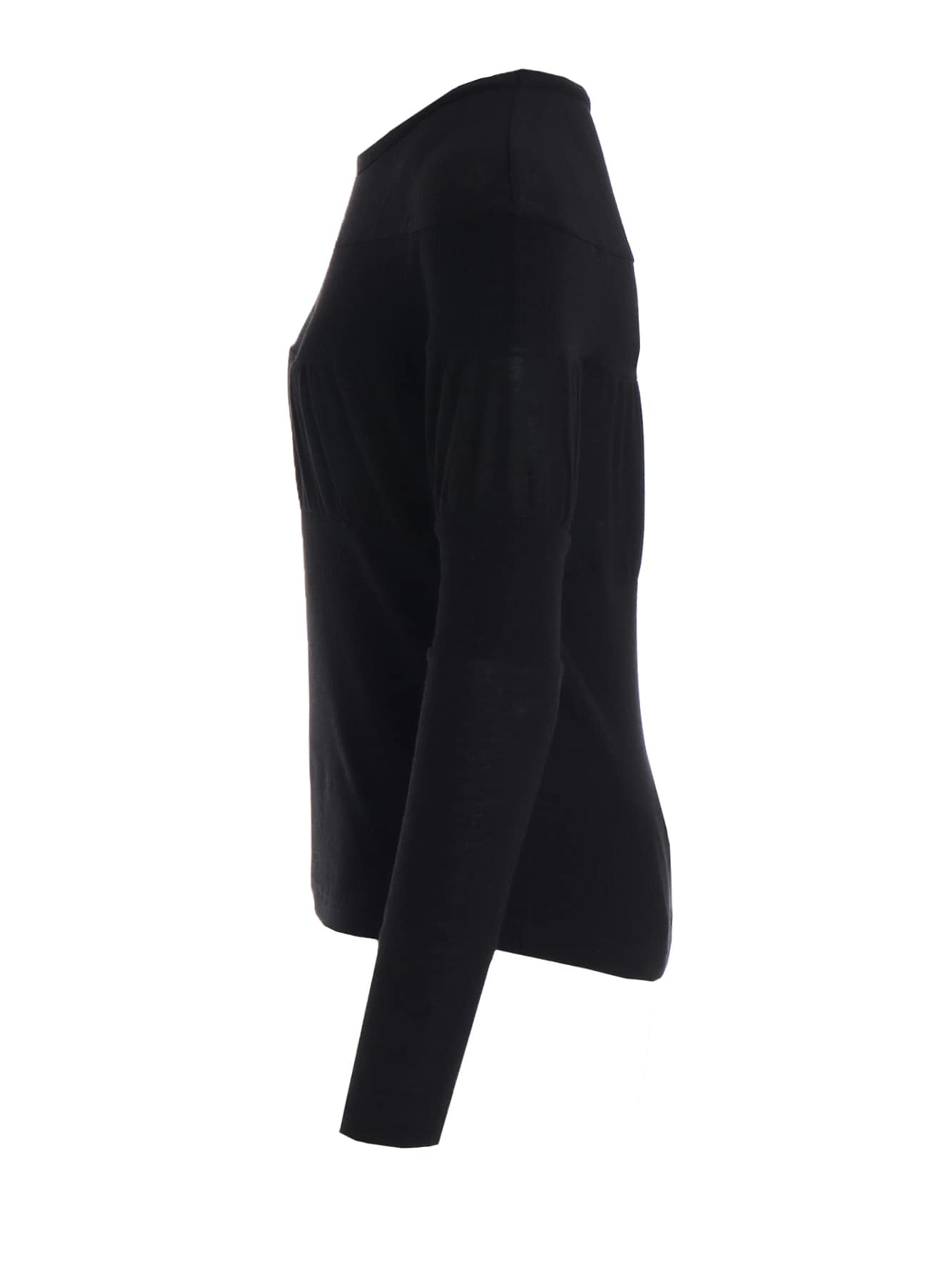 GAUZE JERSEY X RIB PANEL ROUND NECK LONG SLEEVE TEE