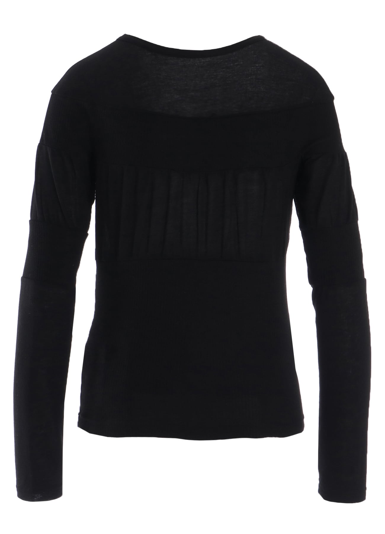 GAUZE JERSEY X RIB PANEL ROUND NECK LONG SLEEVE TEE