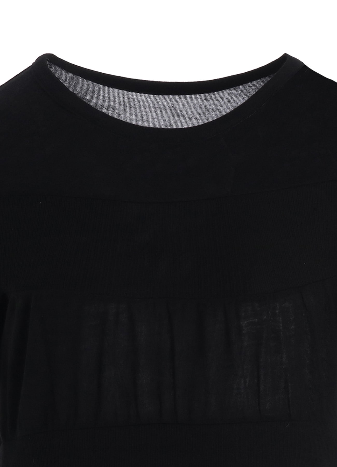 GAUZE JERSEY X RIB PANEL ROUND NECK LONG SLEEVE TEE