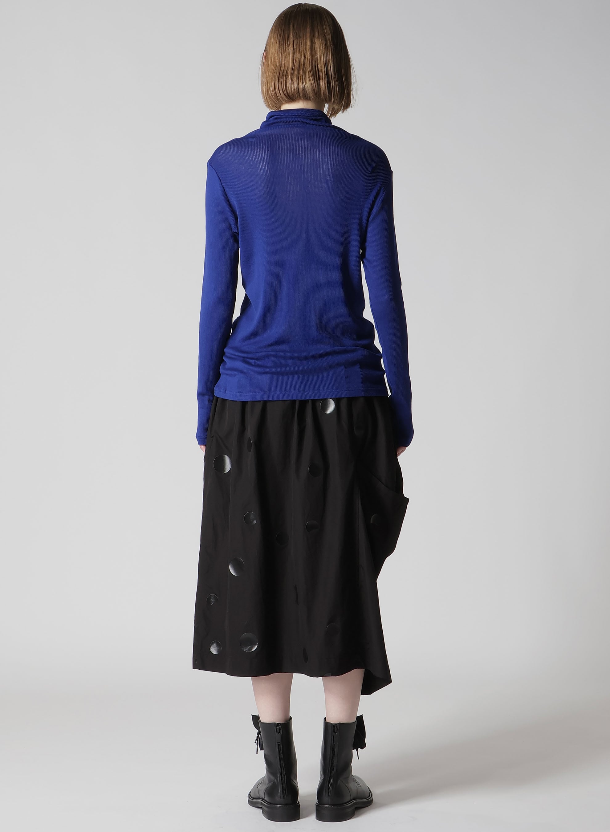 MERCERIZED RIB HIGH NECK LONG SLEEVE TEE