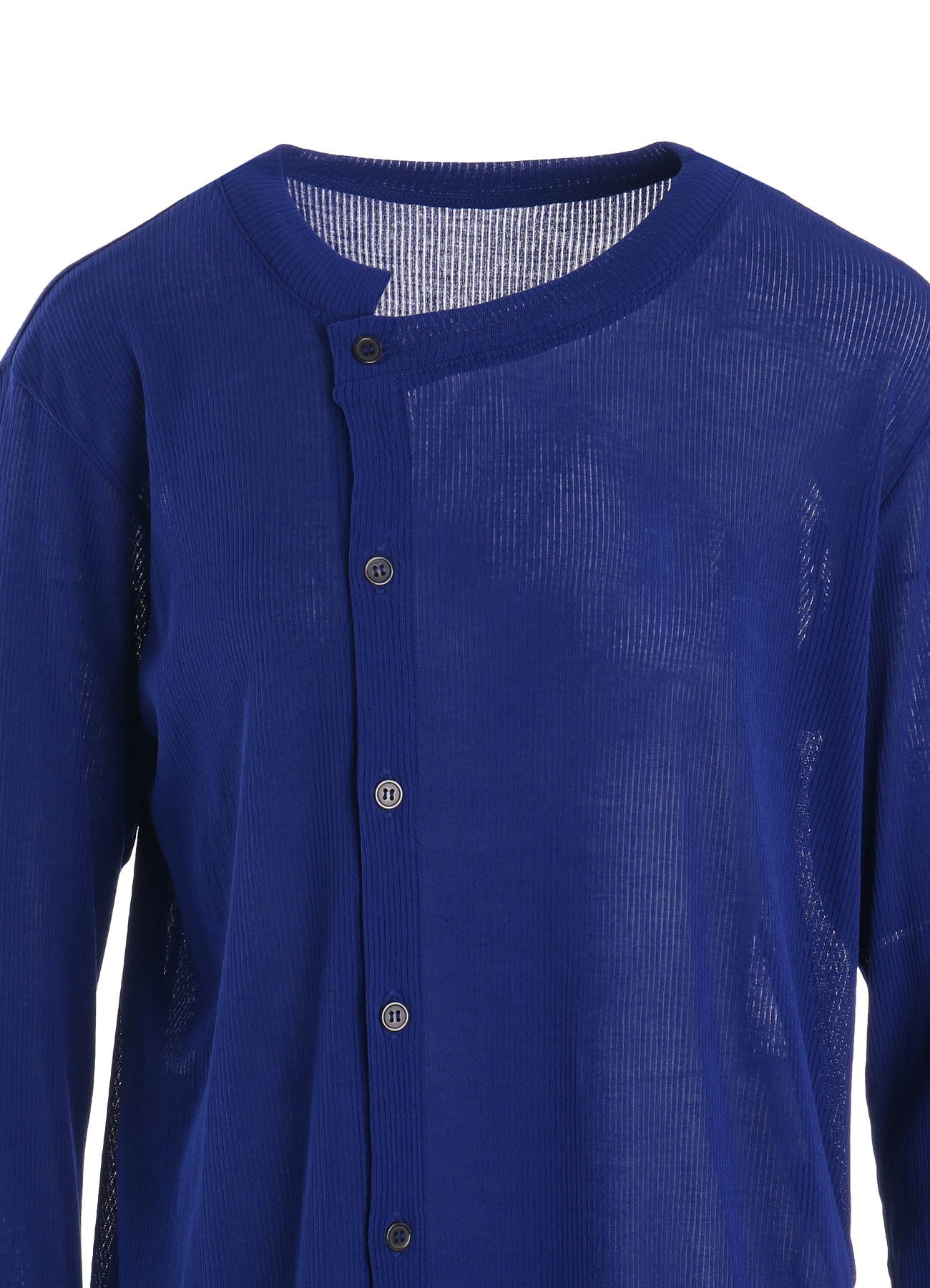 MERCERIZED RIB ASYMMETRIC COLLAR LONG CARDIGAN