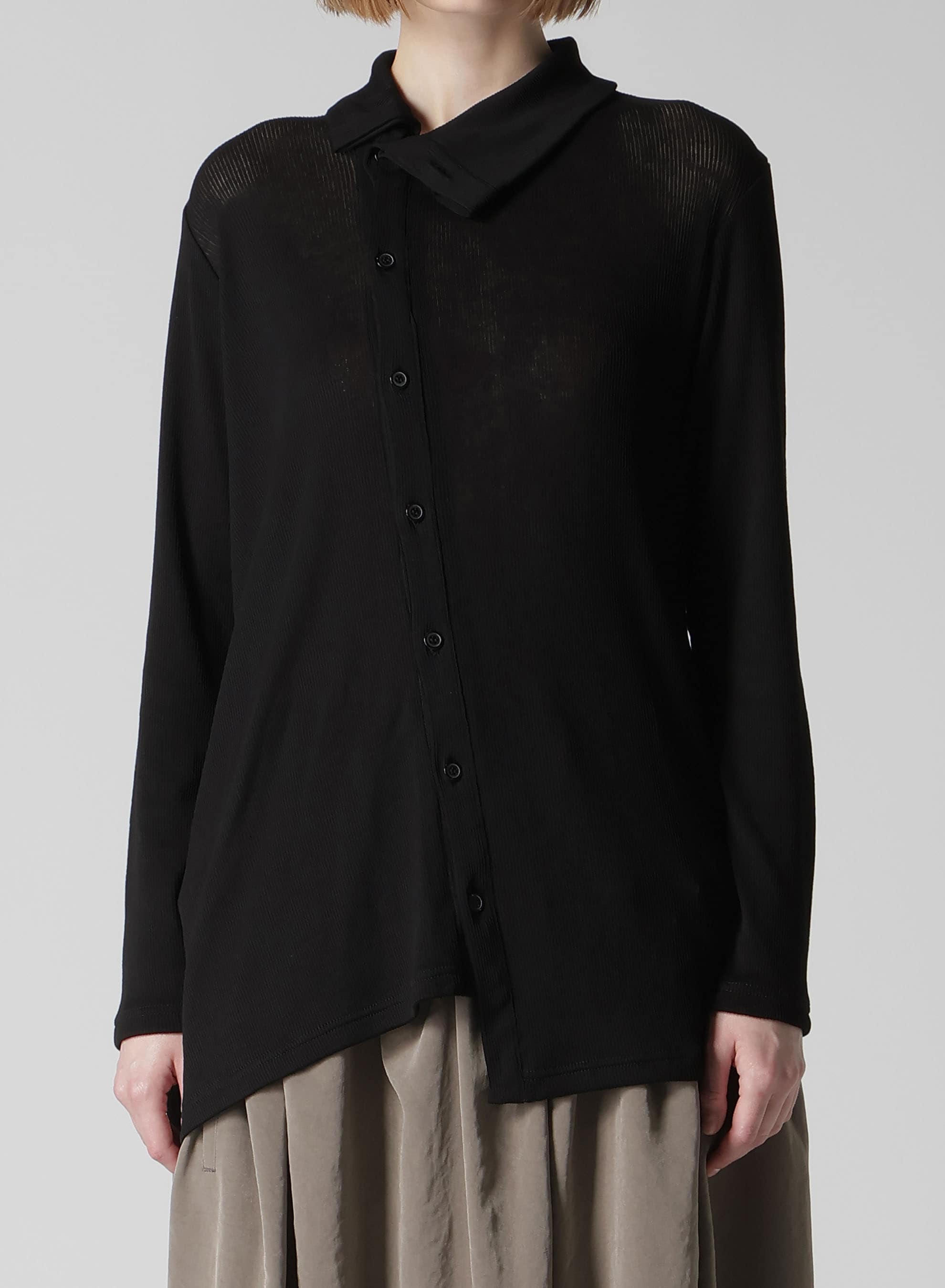 MERCERIZED RIB ASYMMETRIC CARDIGAN