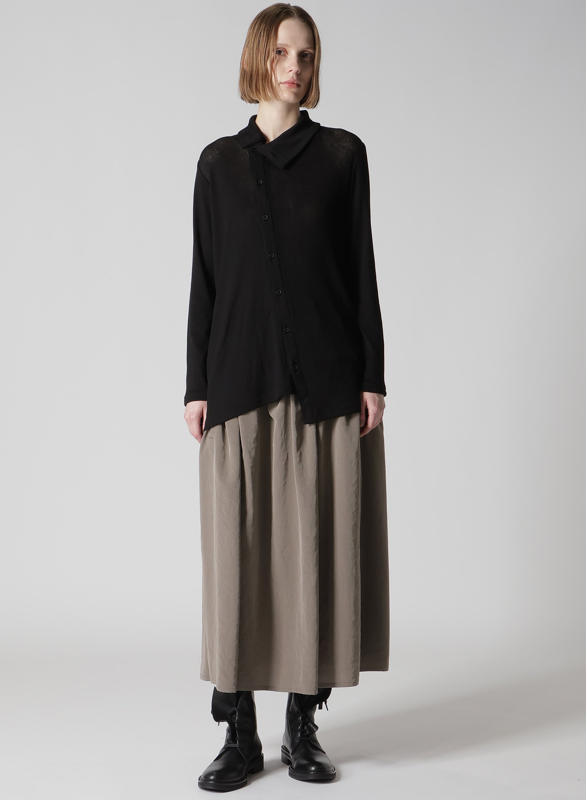 MERCERIZED RIB ASYMMETRIC CARDIGAN