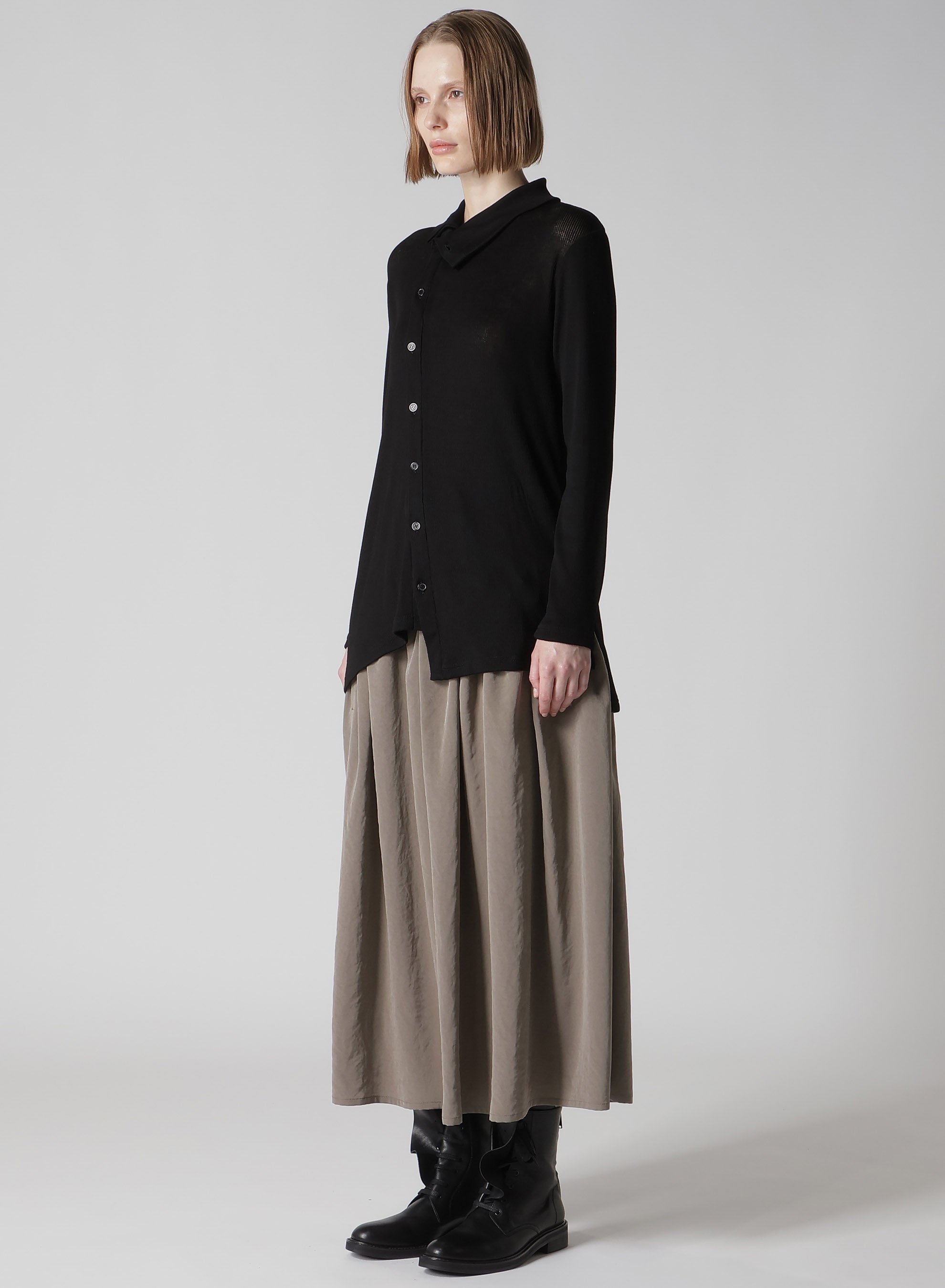 MERCERIZED RIB ASYMMETRIC CARDIGAN