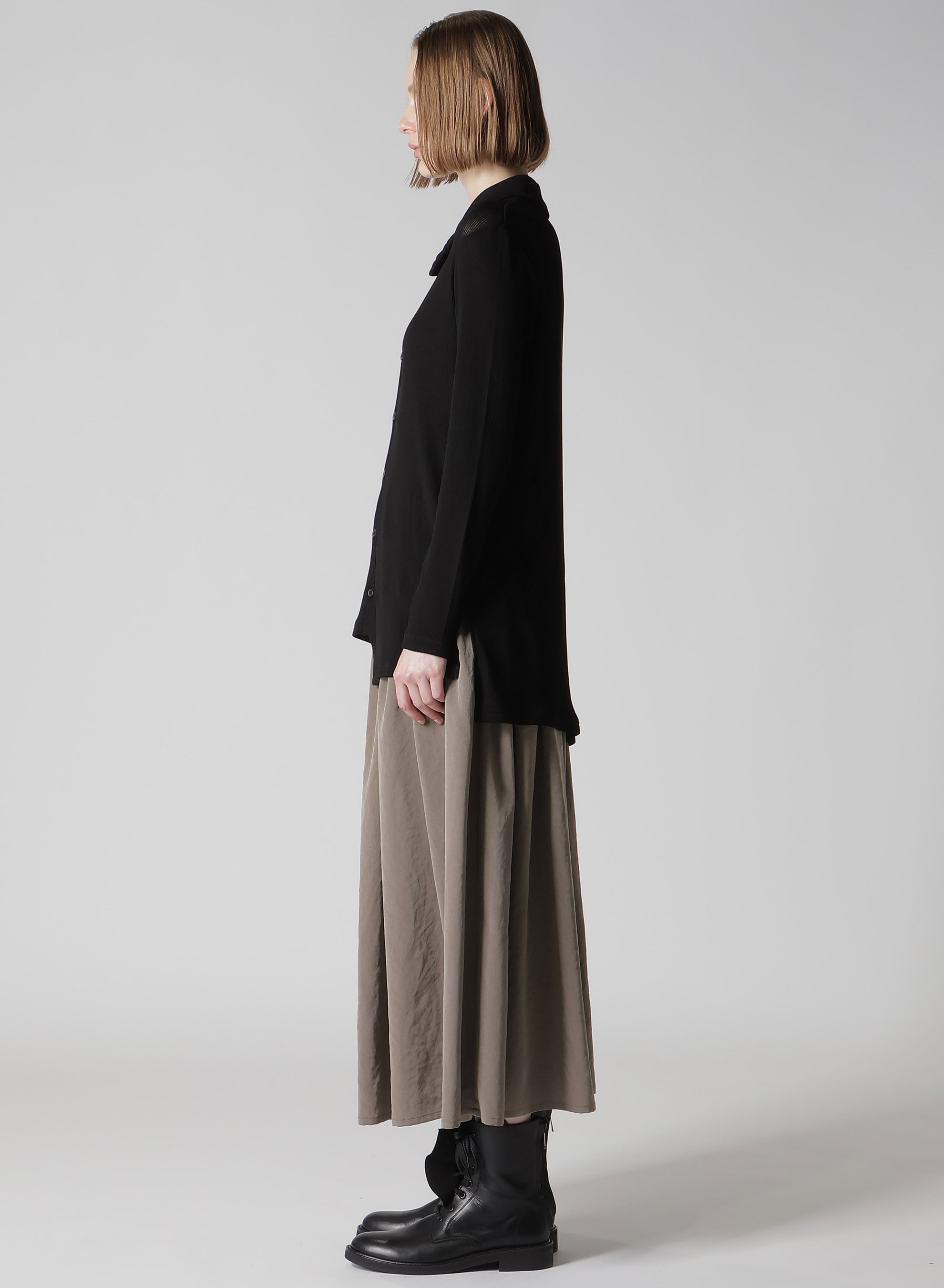 MERCERIZED RIB ASYMMETRIC CARDIGAN