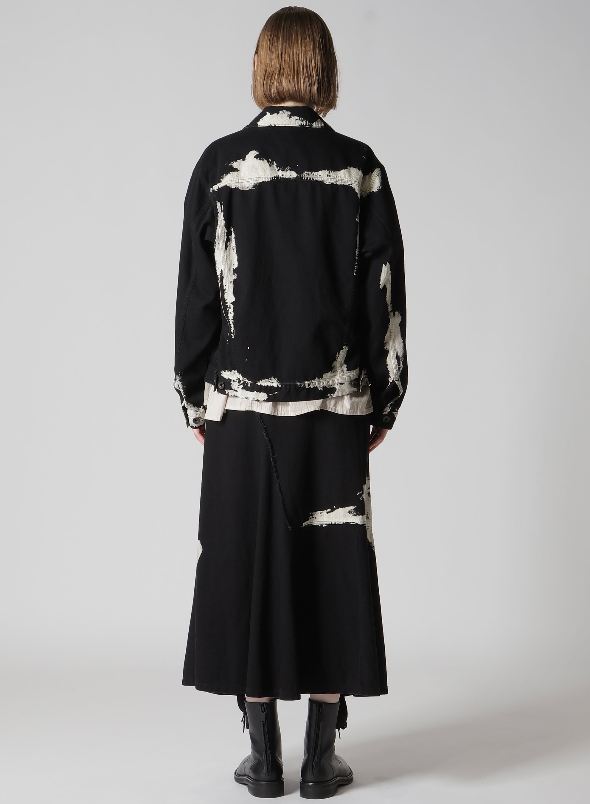 8OZ DENIM BRUSH BLEACH PANEL DENIM JACKET