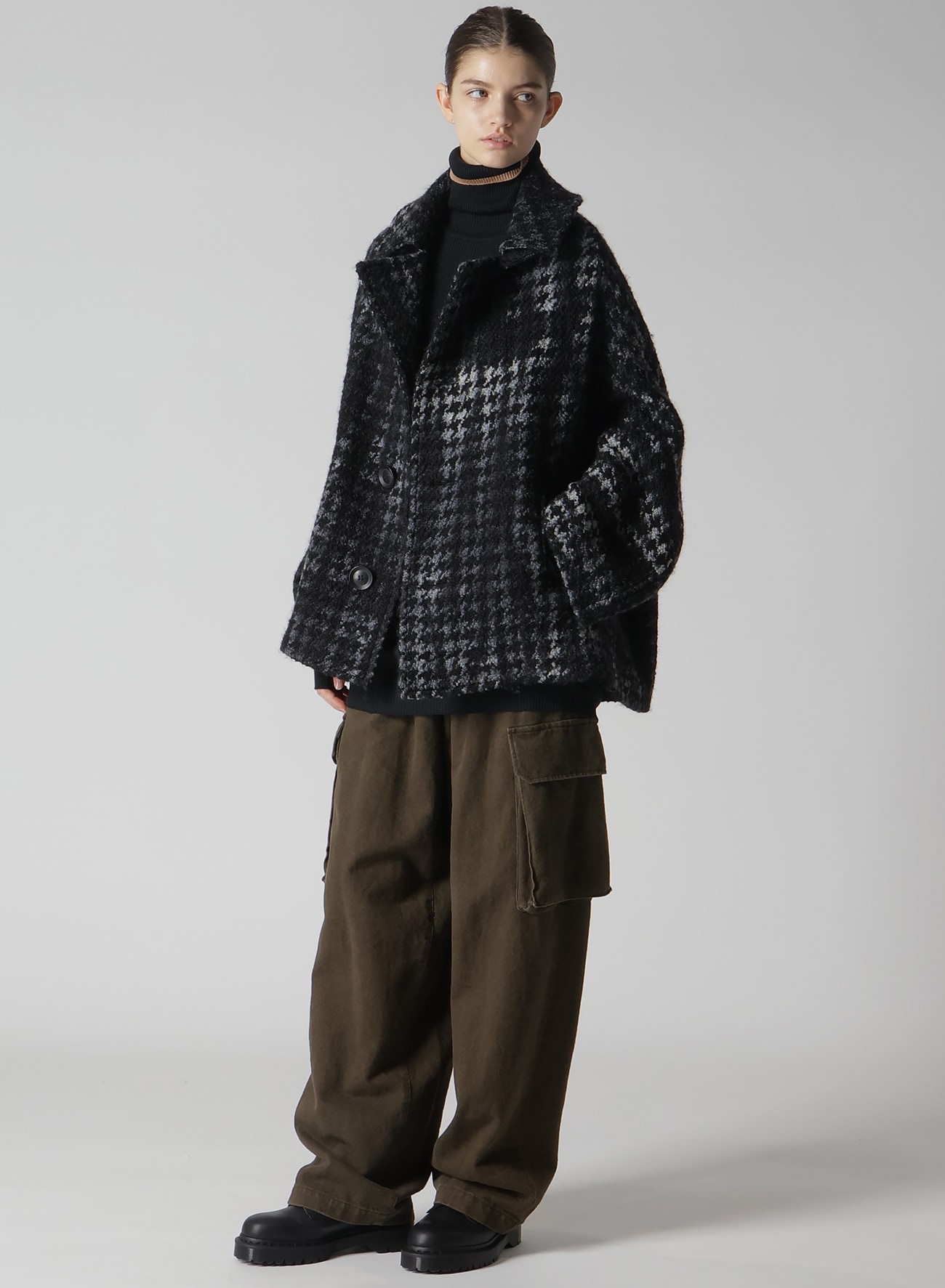 HOUNDSTOOTH TIE-DYED WOOL COAT