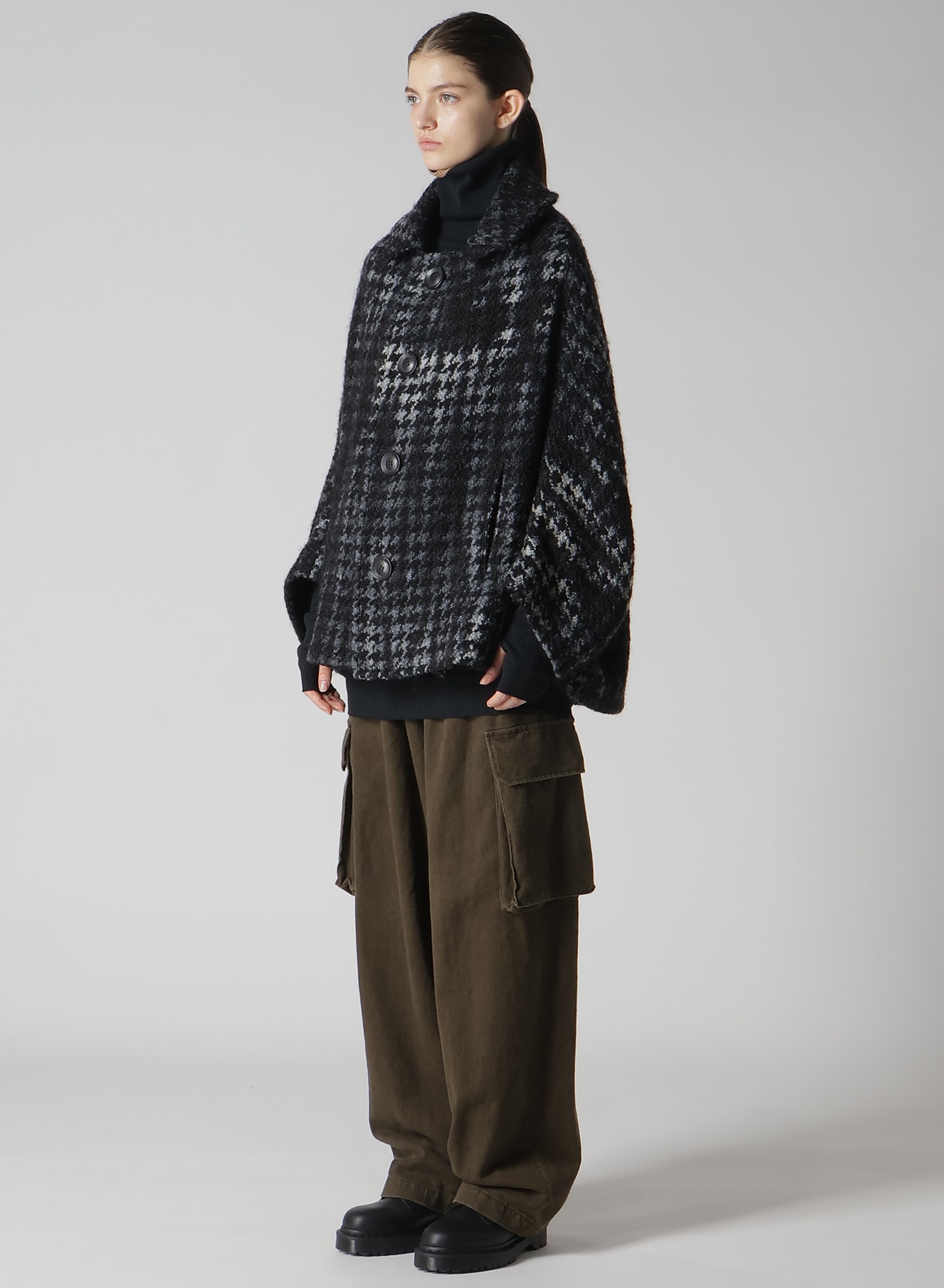 HOUNDSTOOTH TIE-DYED WOOL COAT