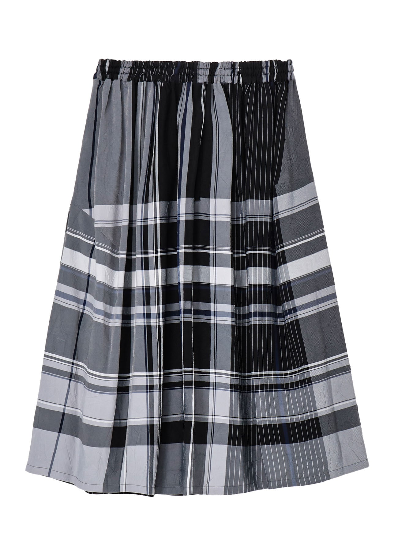 RAYON WRINKLED PLAID SKIRT