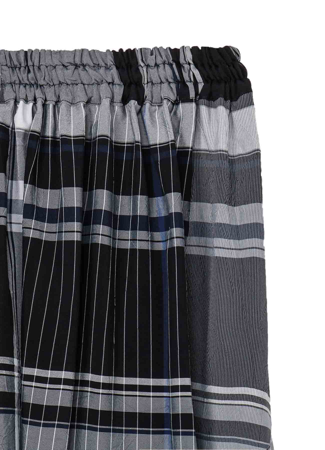 RAYON WRINKLED PLAID SKIRT