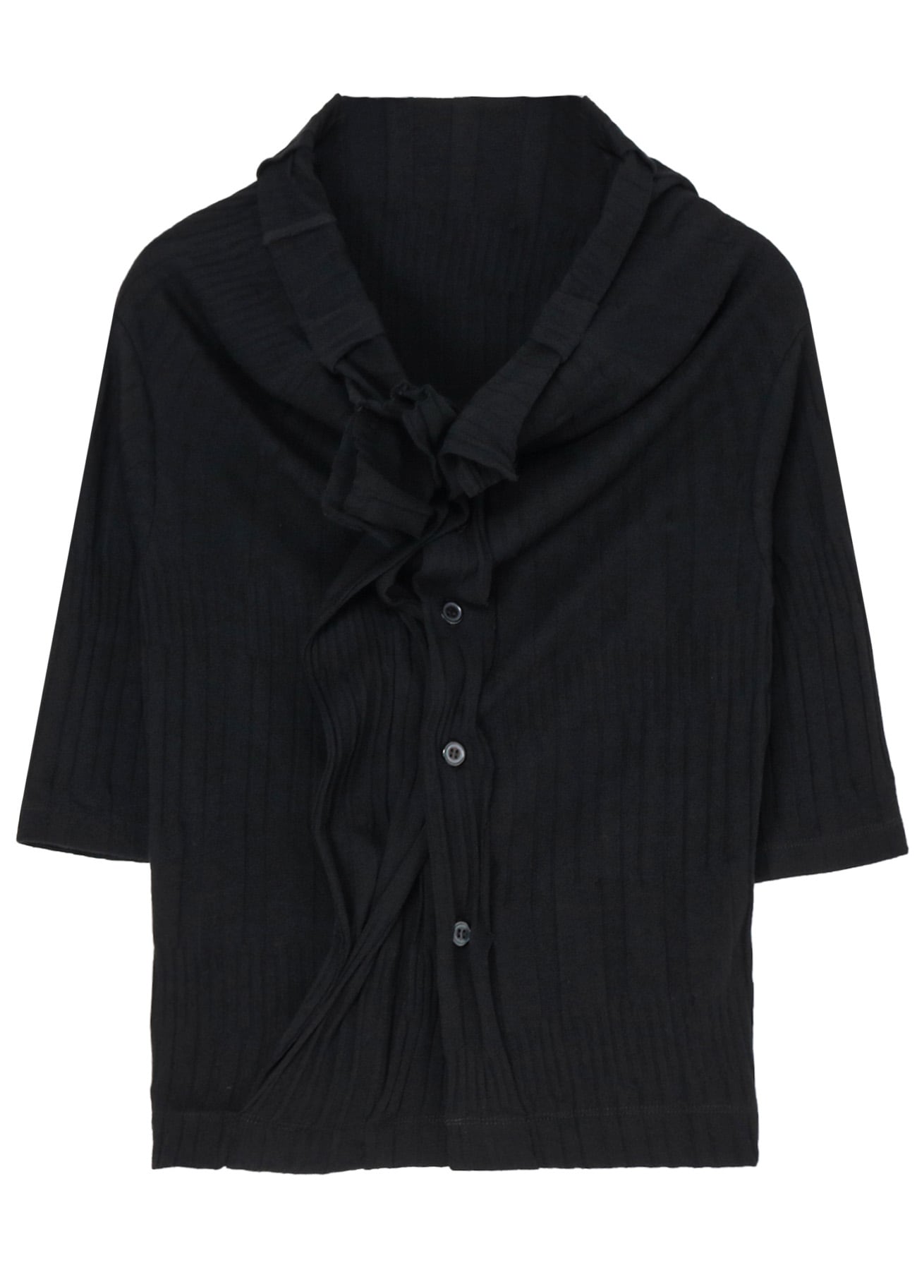 40/ COTTON HARD TWISTED WRINKLED RIBBED CARDIGAN