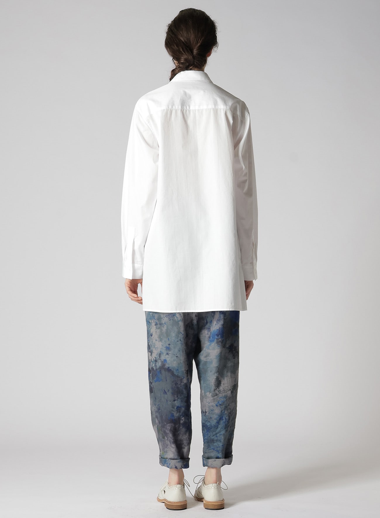 COTTON BROADCLOTH LEFT FRONT DRAPE BLOUSE