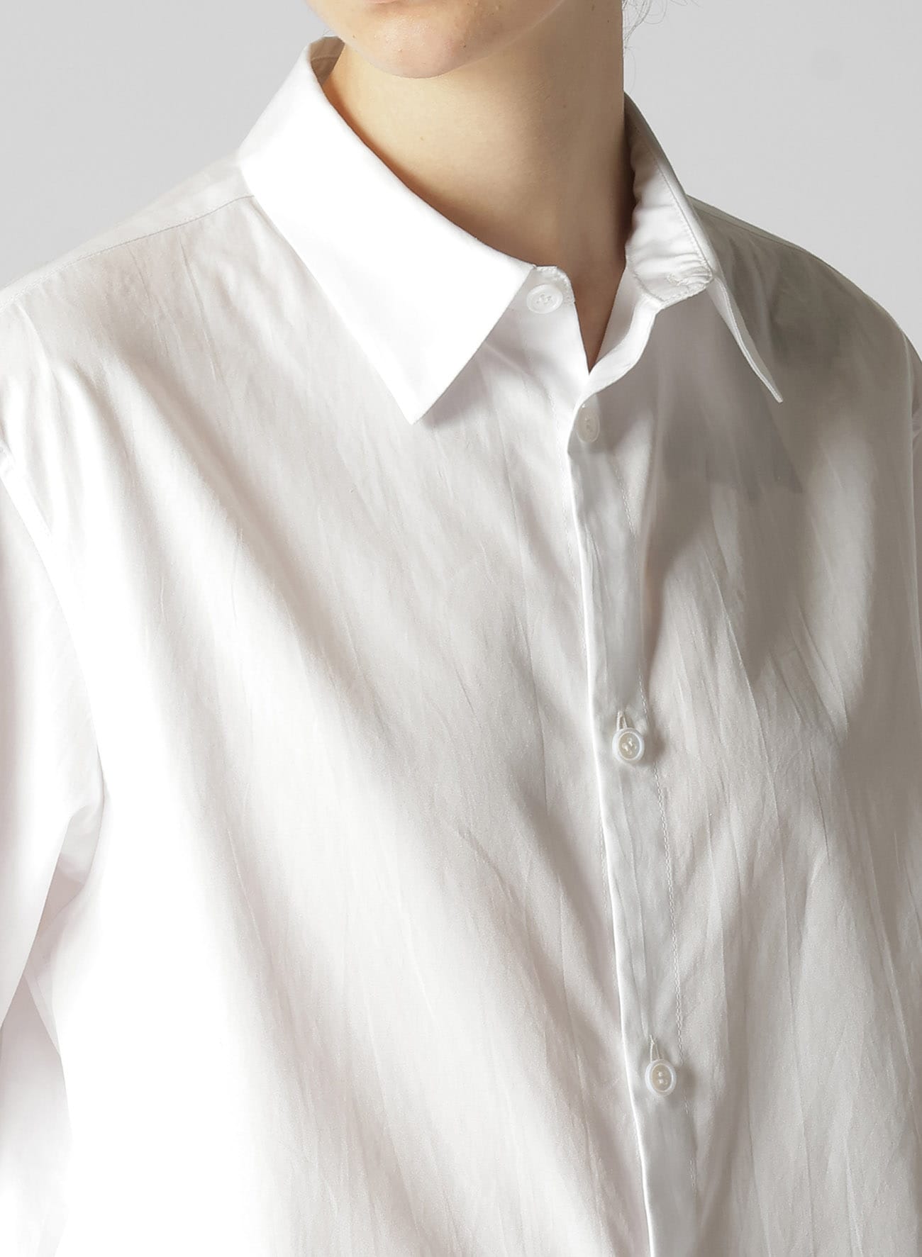 COTTON BROADCLOTH LEFT FRONT DRAPE BLOUSE