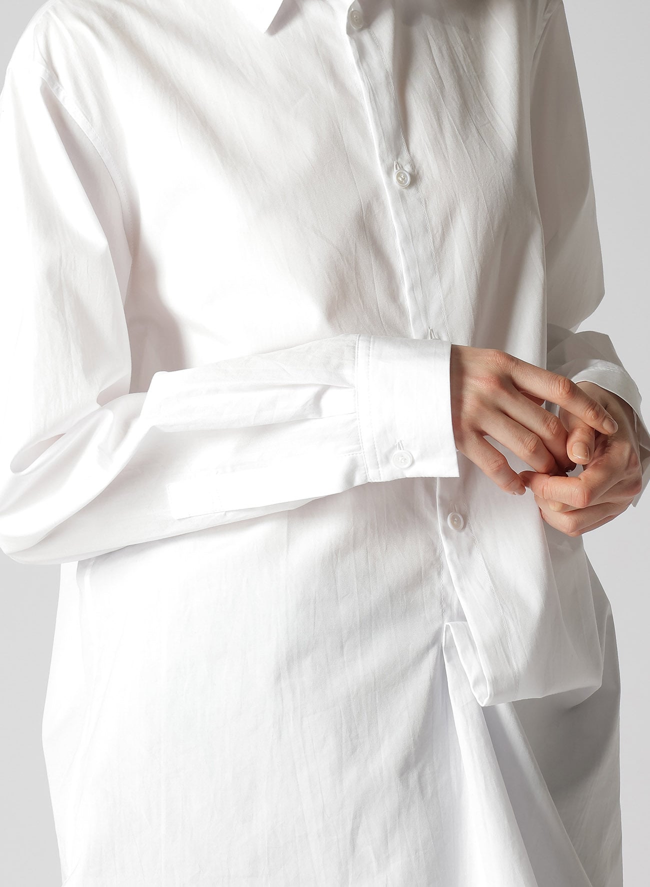 COTTON BROADCLOTH LEFT FRONT DRAPE BLOUSE