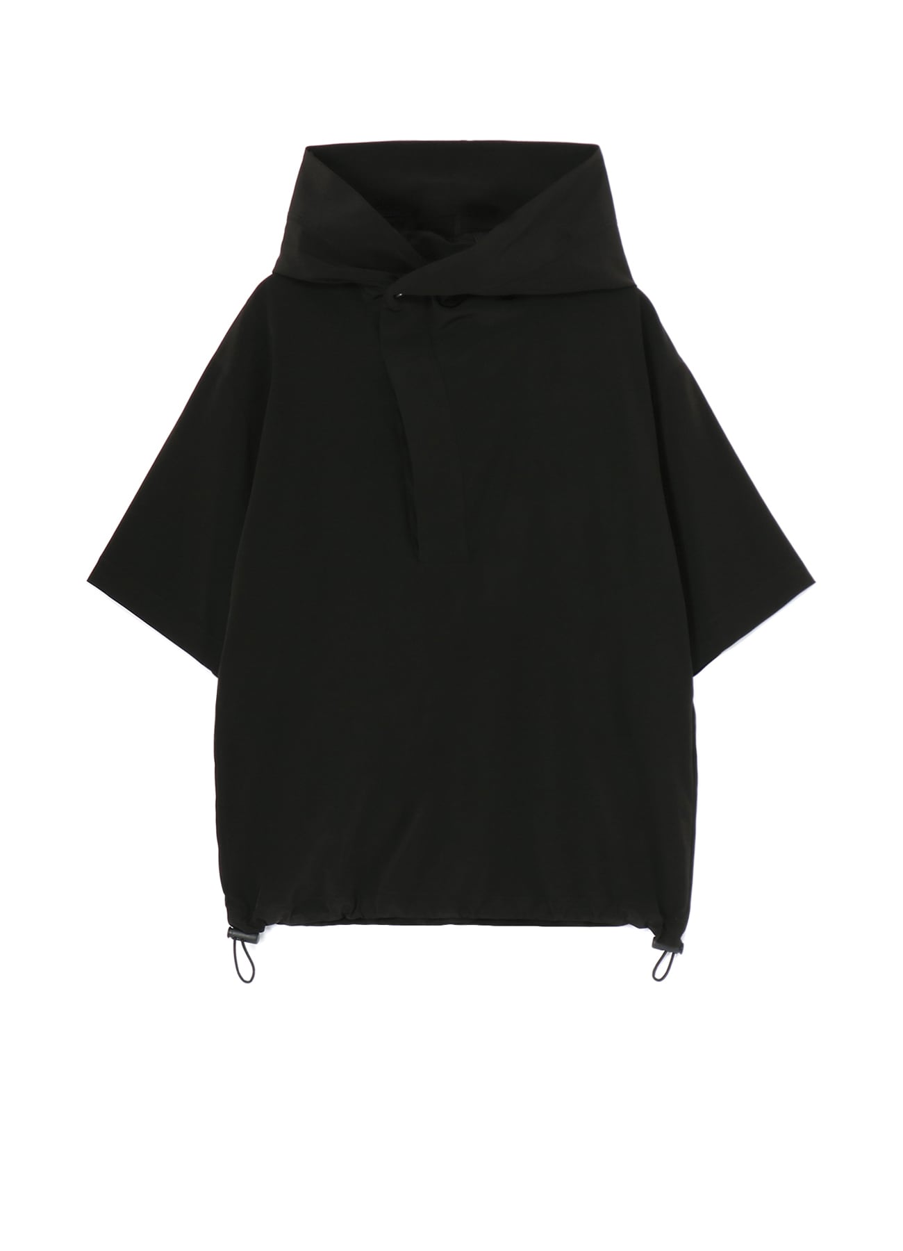 TRIACETATE/POLYESTER HOODED HALF SLEEVE PULLOVER