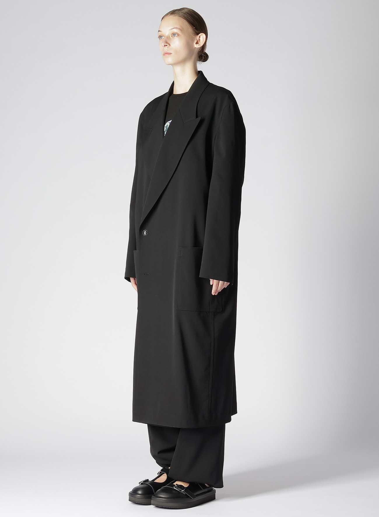 WASHER WOOL GABARDINE TAILORED COAT(S Black): Y's.｜THE SHOP 