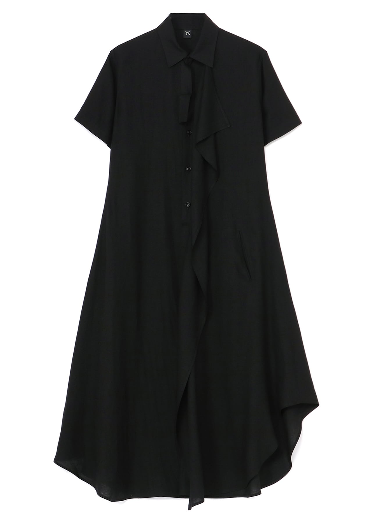 RAYON LINEN LEFT HANGING CLOTH DRESS(XS Black): Y's｜THE SHOP