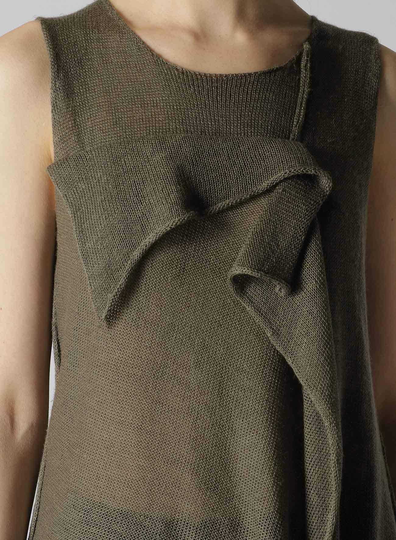 SLEEVELESS FLAP PANEL FLARE KNIT PULLOVER(S Khaki): Y's｜THE SHOP 