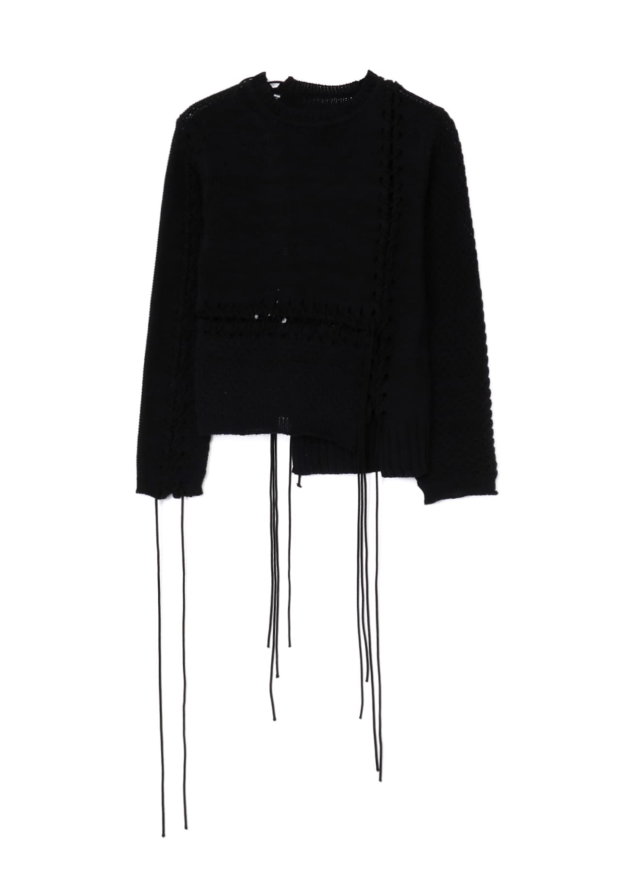 TUCK JERSEY LACE UP SHORT PULLOVER(S Black): Y's｜THE SHOP YOHJI