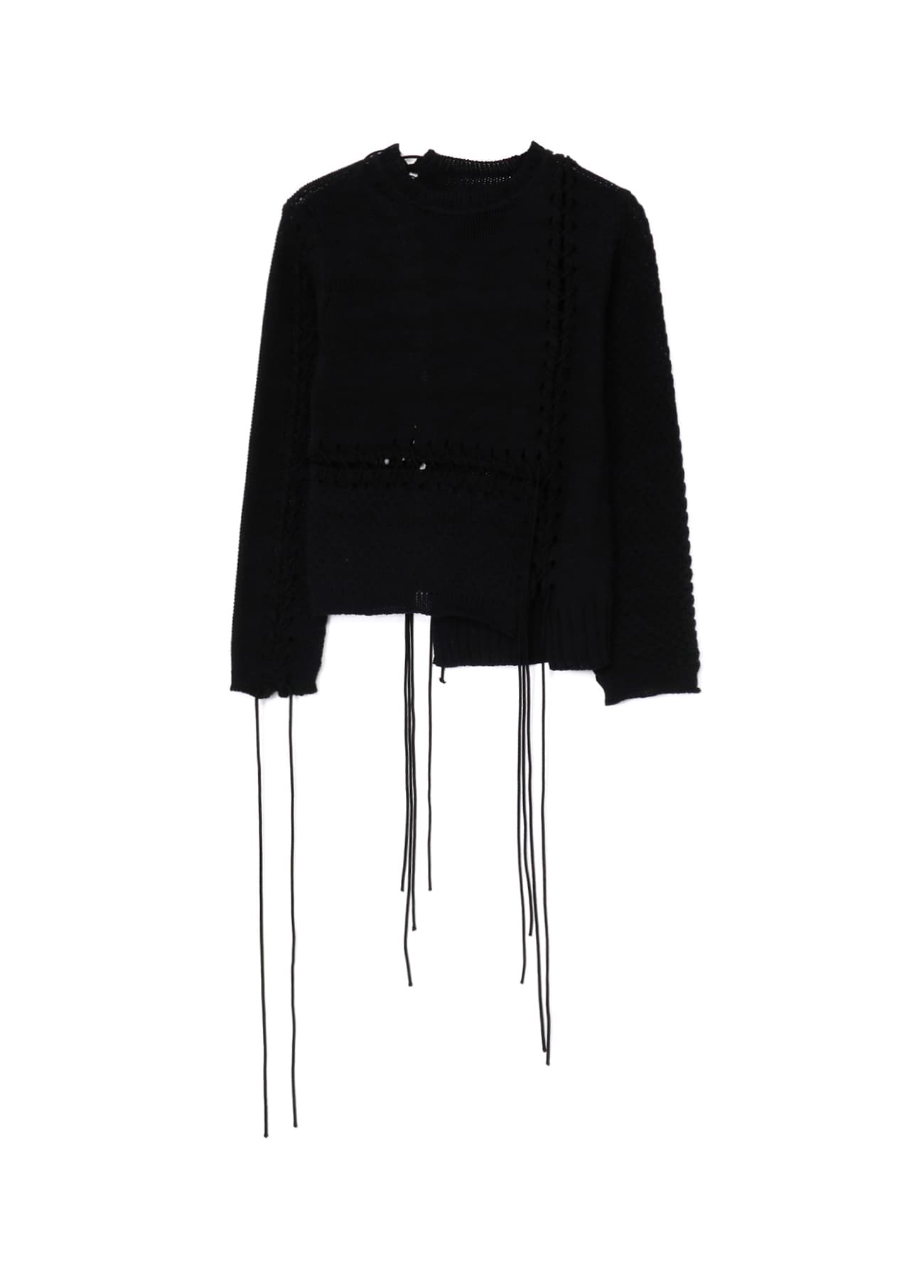 TUCK JERSEY LACE UP SHORT PULLOVER(S Black): Y's｜THE SHOP YOHJI