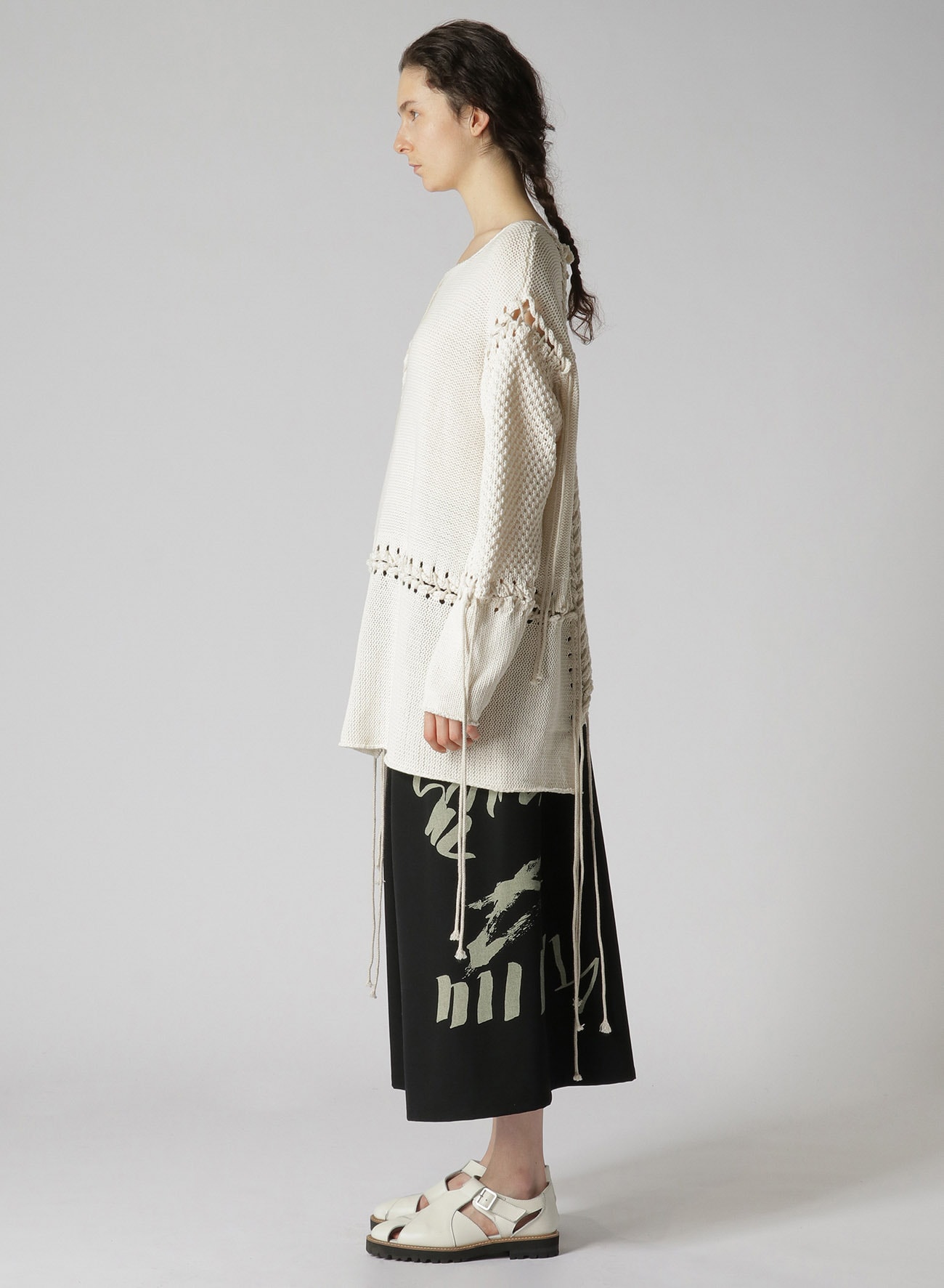 TUCK JERSEY LACE UP LONG PULLOVER(S Off White): Y's｜THE SHOP